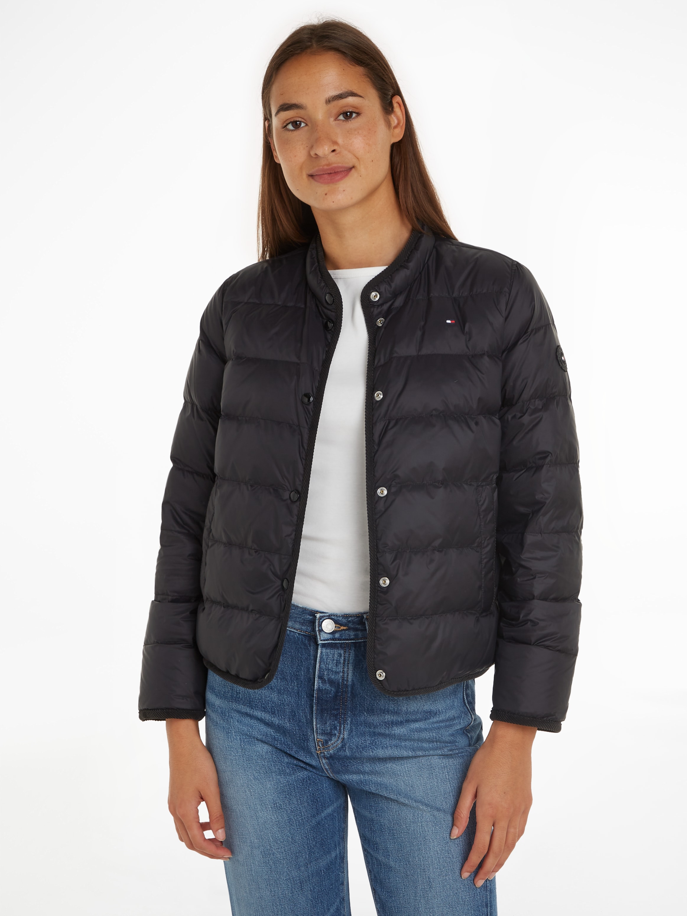 Tommy Hilfiger Steppjacke "LW DOWN COLLARLESS JACKET", mit leichter Wattierung