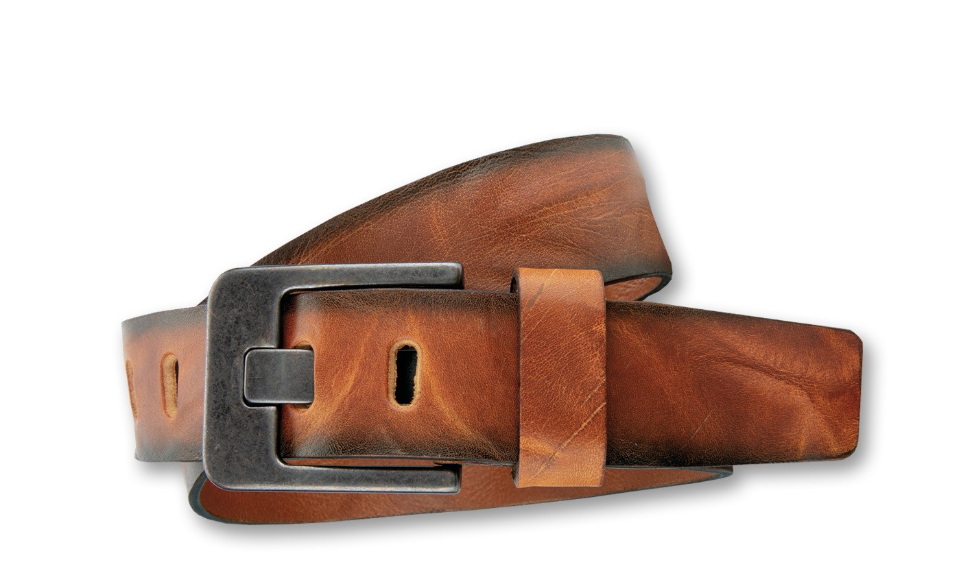 Ledergürtel BERND GÖTZ "Ledergürtel mit markanter dunkler Designschließe", Herren, Gr. 90, cognac, Rindsleder, Gürtel Ledergürtel