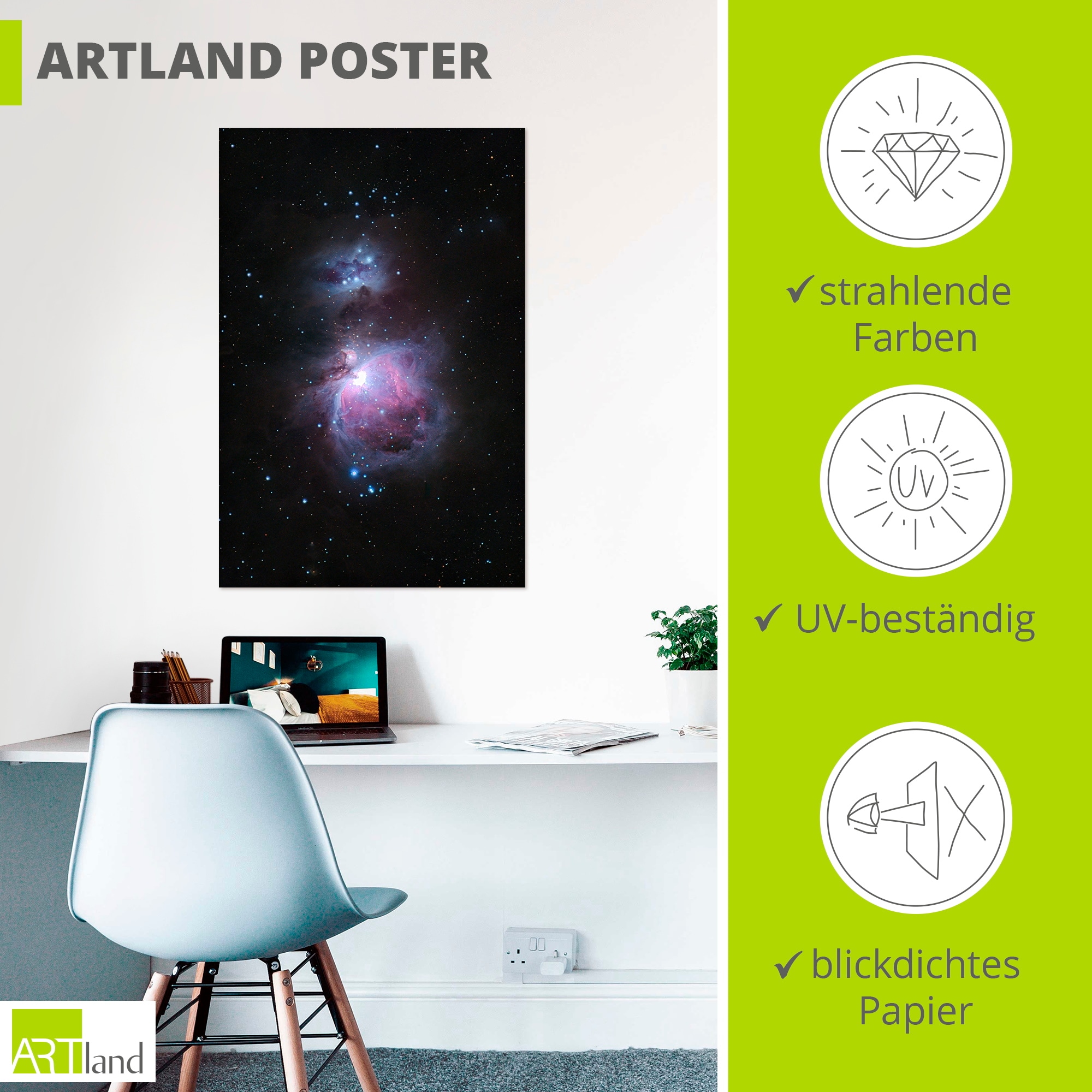 Artland Wandbild »Orionnebel im Sternbild Orion« 1 Stk. tlg. als Alubild, Leinwandbild, Poster, Wandaufkleber in verschied. Größen