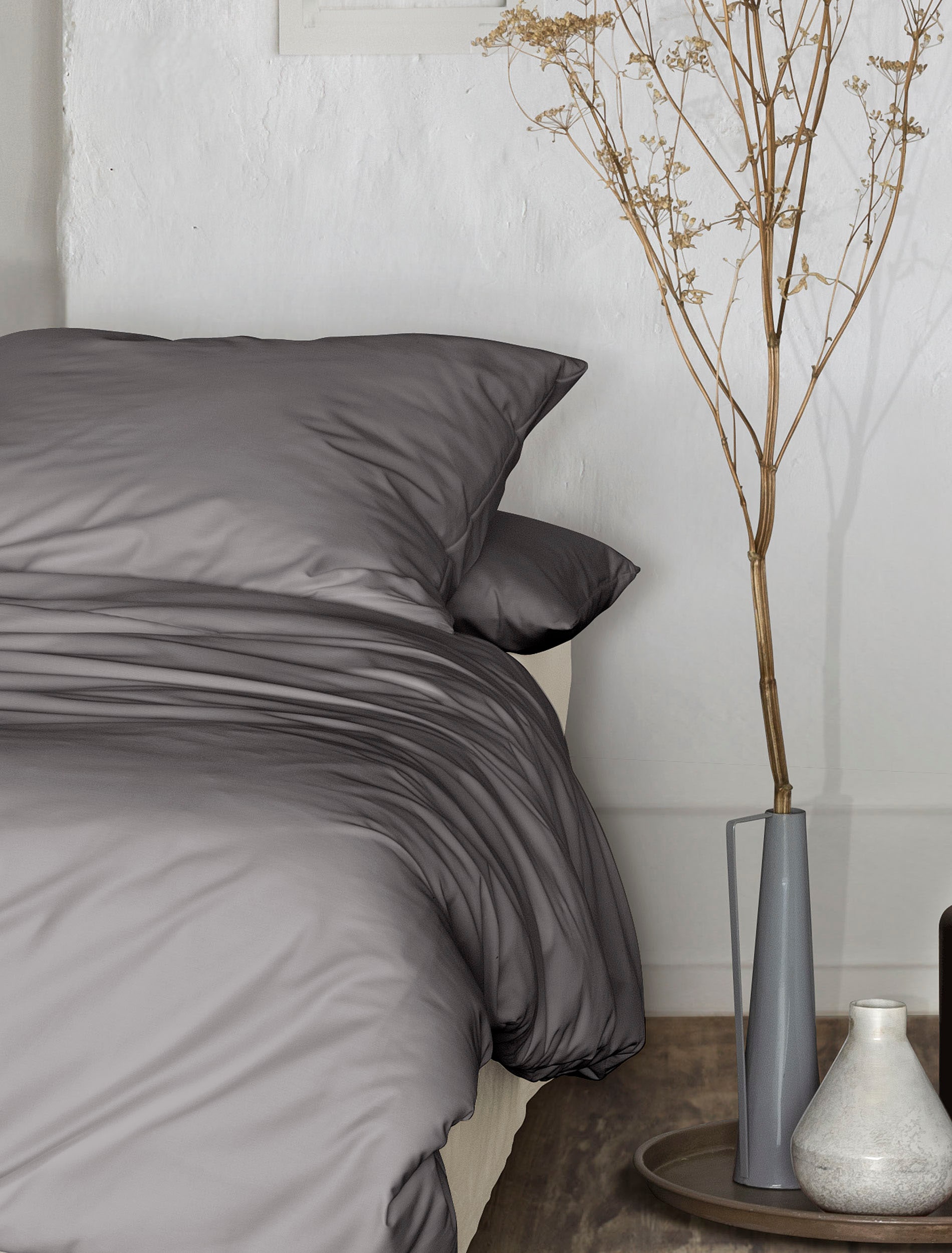 Bettwäsche IRISETTE, grau, Mako-Satin, Obermaterial: 100% Baumwolle, Bettwäsche, "Premium Satin Bettwäsche Paris", hochwertige Uni Premium Bettwäsche