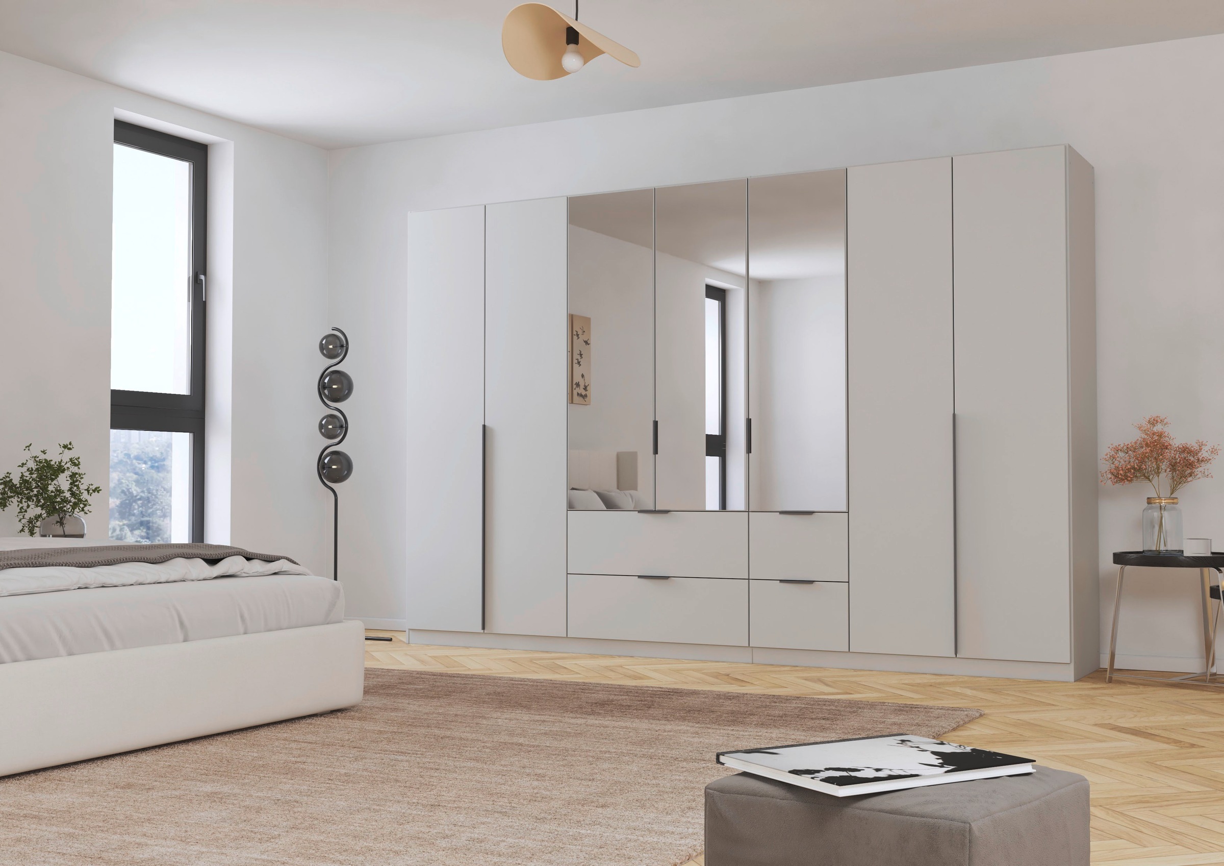 rauch Drehtürenschrank »Kleiderschrank Schrank Garderobe AGORDO mit Dekor- oder Hochglanzfront«, (in zwei Griff-Farben, Breiten 91-360 cm), mit Außenschubkästen, in 7 Breiten und 2 Höhen MADE IN GERMANY