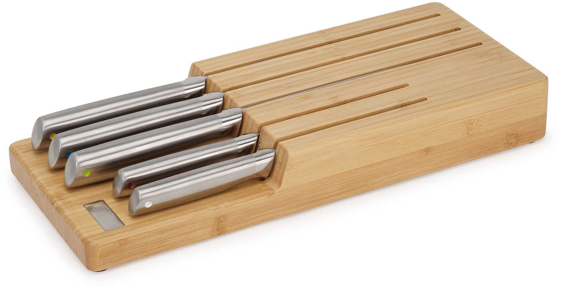 Joseph Joseph Messer-Set »Elevate Steel Knives Bamboo Store«, (6 tlg.), rutschfest, Bambus, japanischer Edelstahl