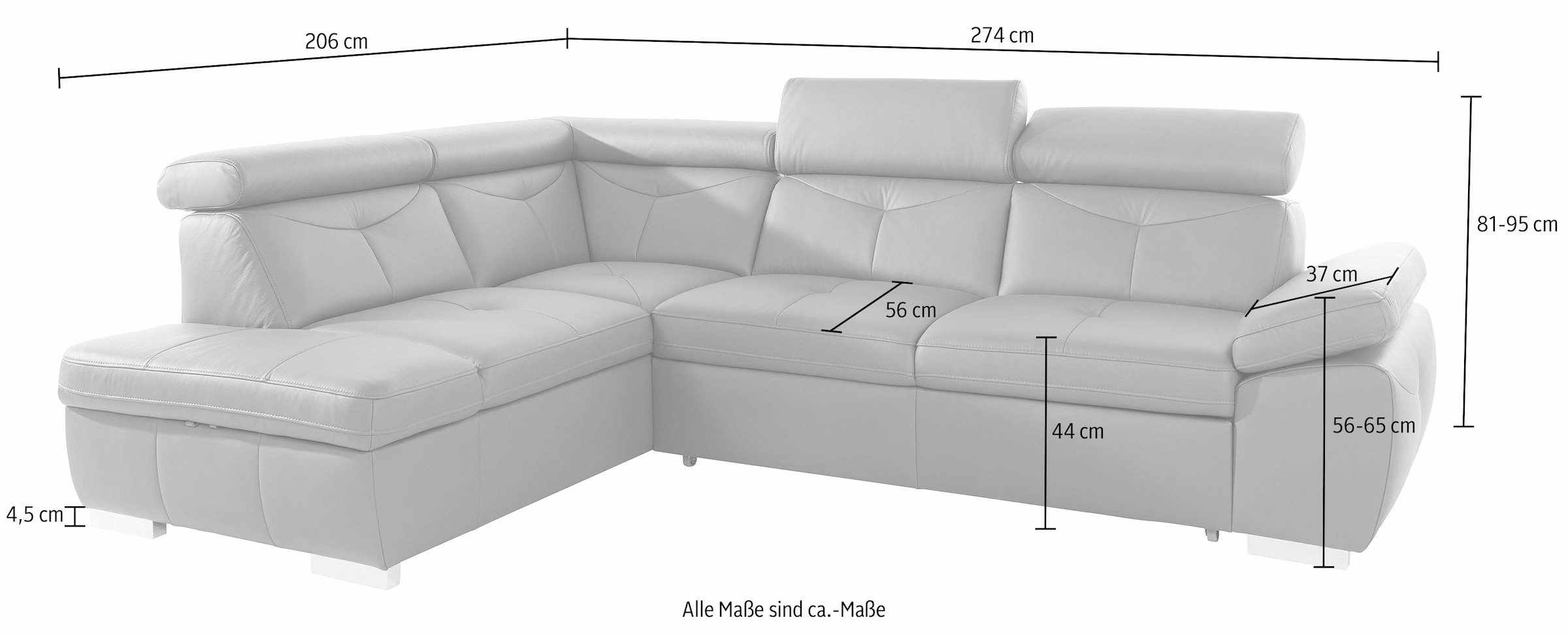 exxpo - sofa fashion Ecksofa »Spring, L-Form«, wahlweise mit Bettfunktion und Bettklasten