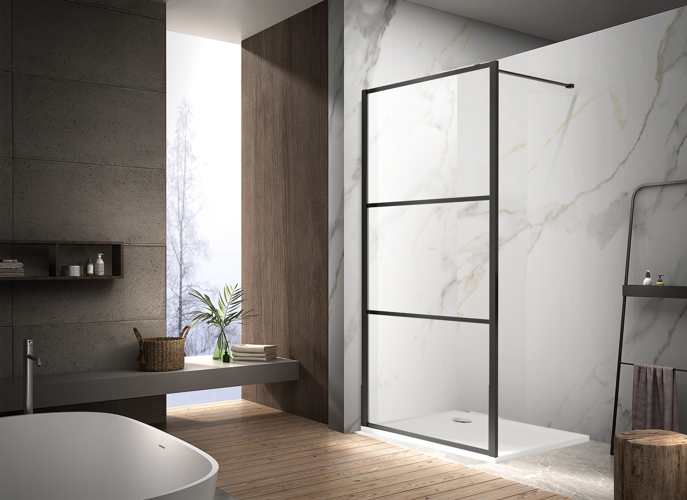 welltime Walk-in-Dusche »Black Blocks«