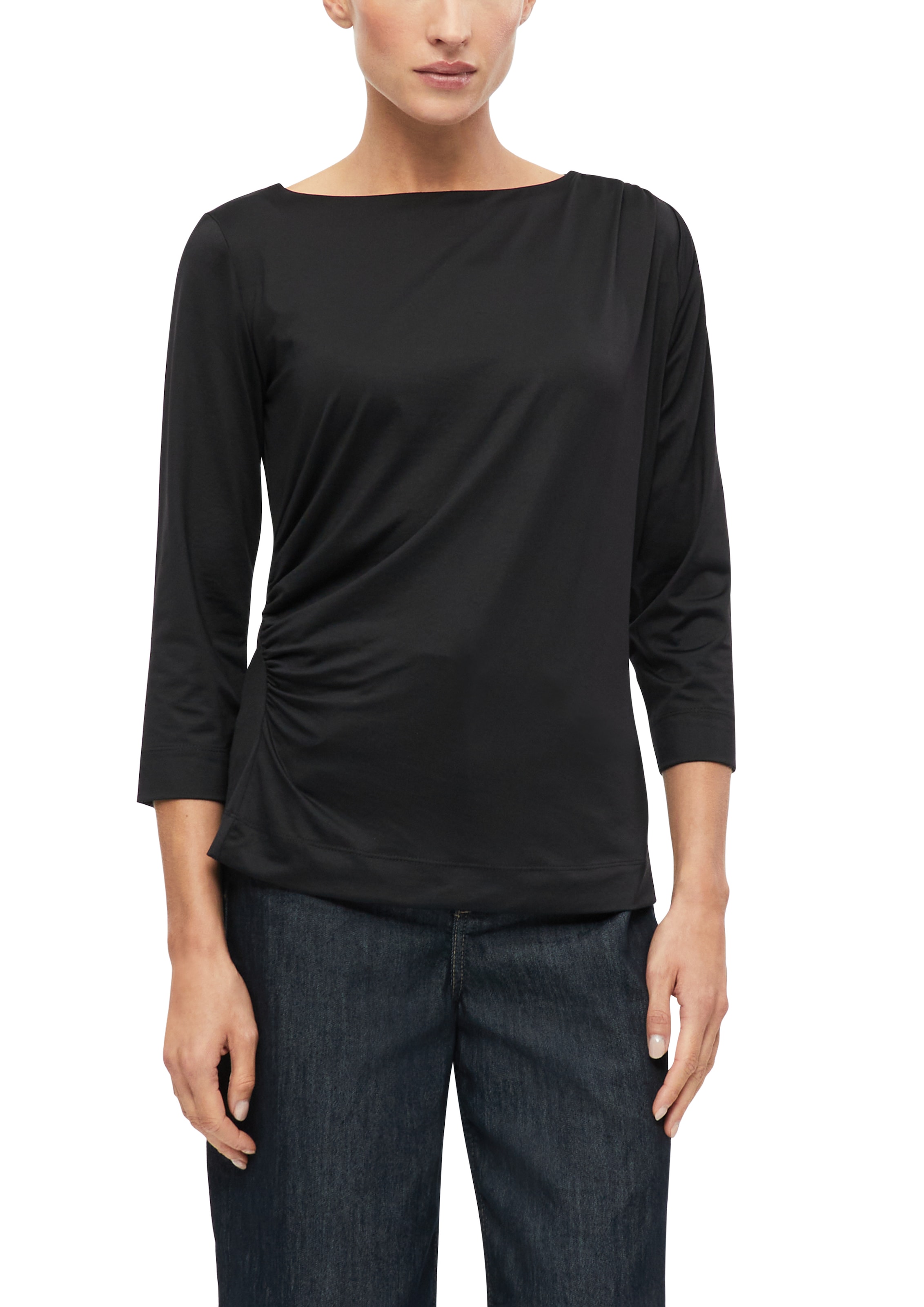 s.Oliver BLACK LABEL 3/4-Arm-Shirt Sommershirt mit seitlicher Saffung