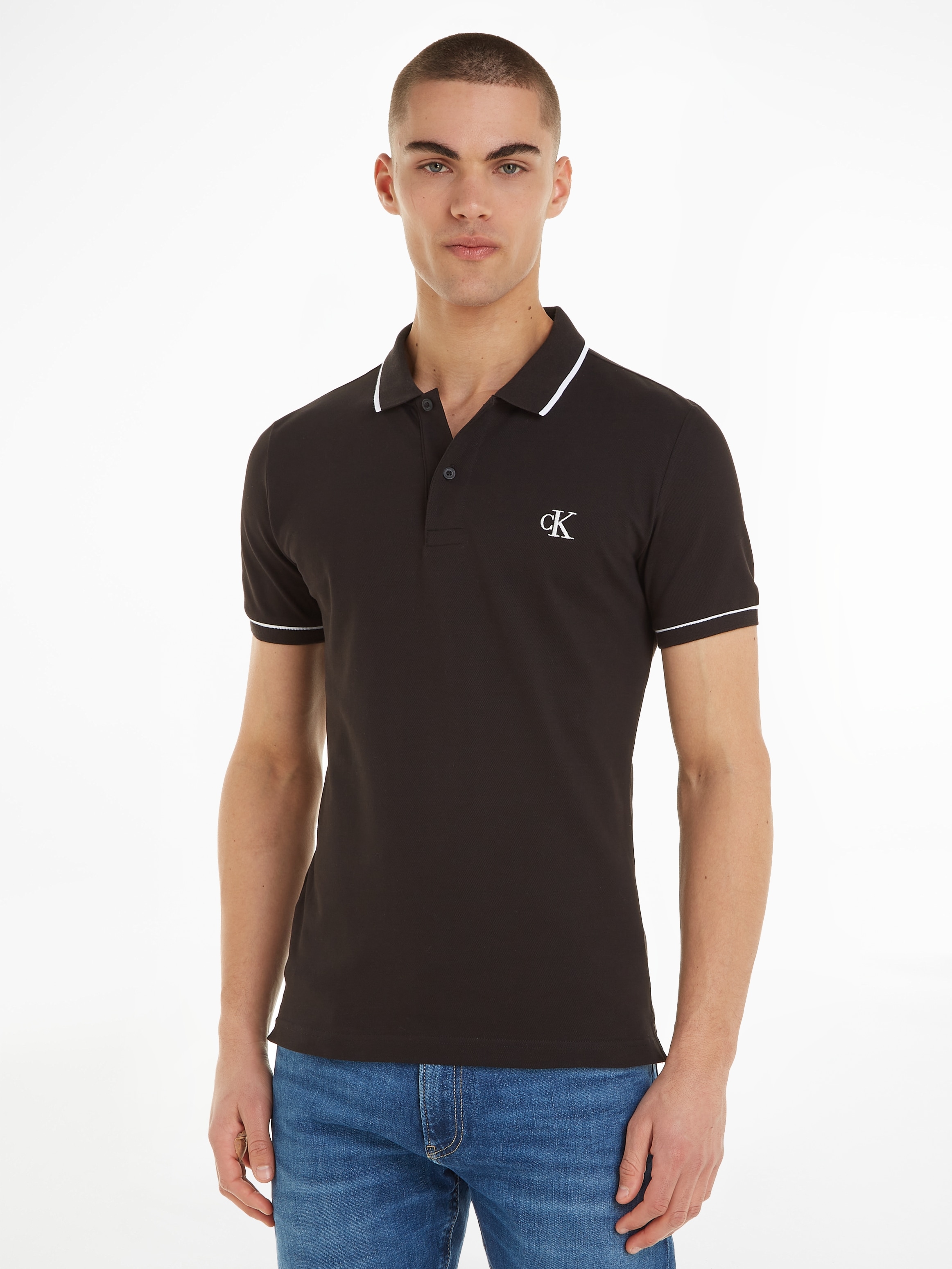 Calvin Klein Jeans Poloshirt »CK ESSENTIAL TIPPING SLIM POLO«, mit Markenstickerei