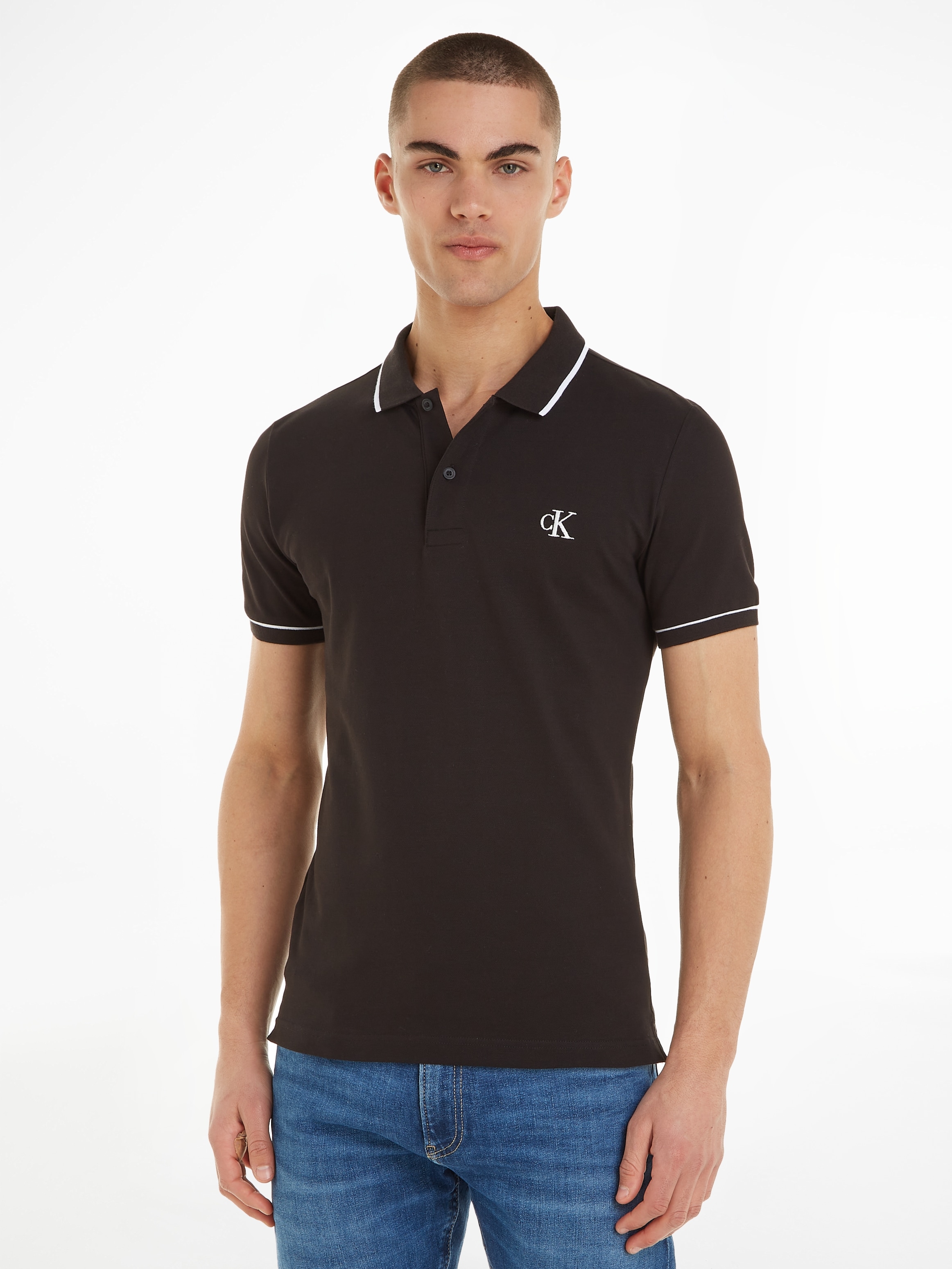Calvin Klein Jeans Poloshirt "CK ESSENTIAL TIPPING SLIM POLO", mit Markenst günstig online kaufen