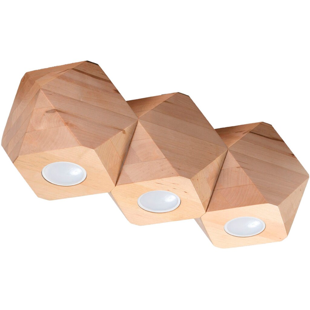 SOLLUX lighting Deckenleuchte »WOODY«, 3 flammig-flammig