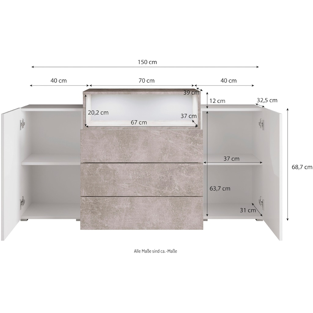 INOSIGN Sideboard »URBAN«, Breite 150 cm