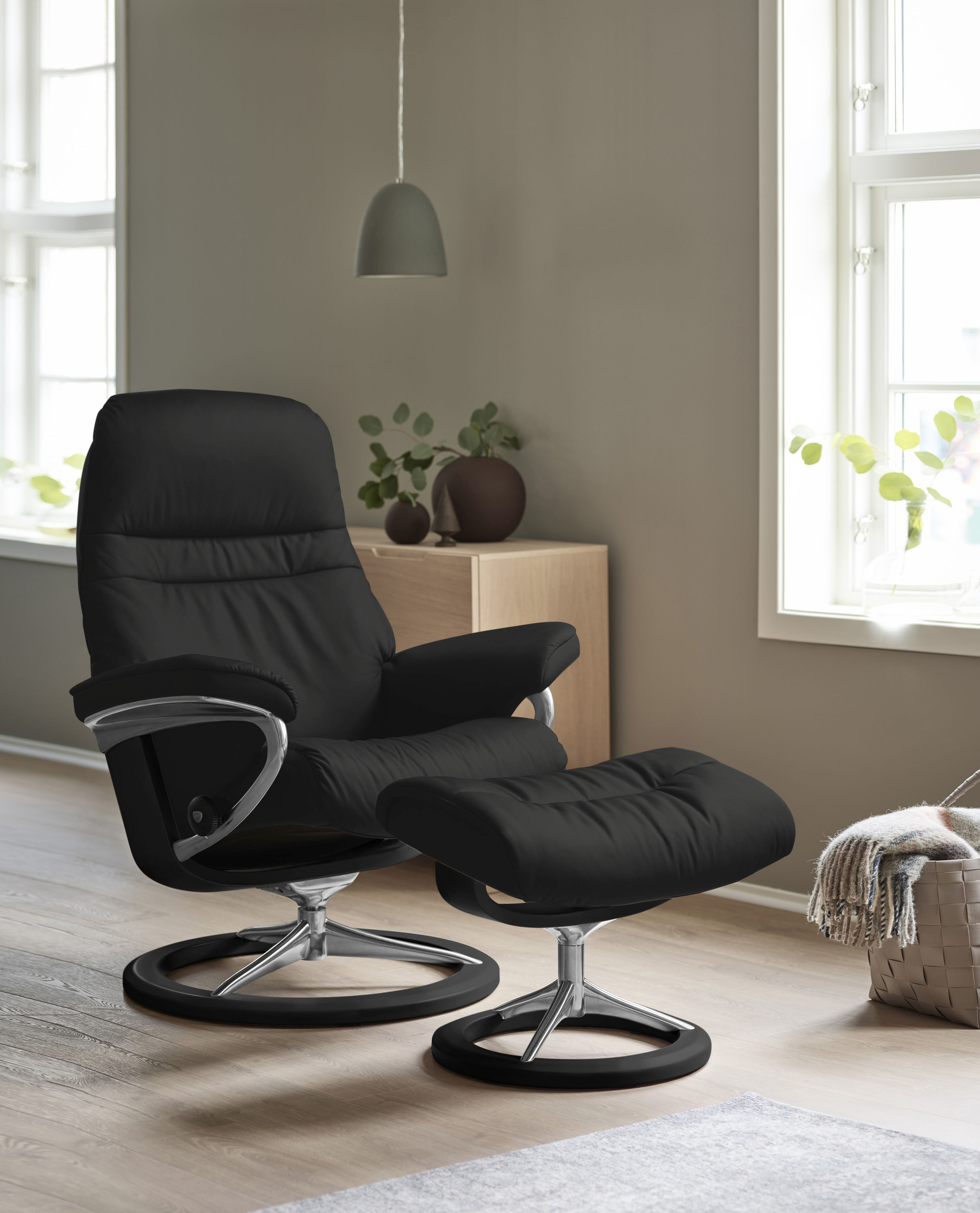 Stressless Relaxsessel "Sunrise" Relaxsessel mit Hocker, mit Signature Base, Größe M, Gestell Schwarz