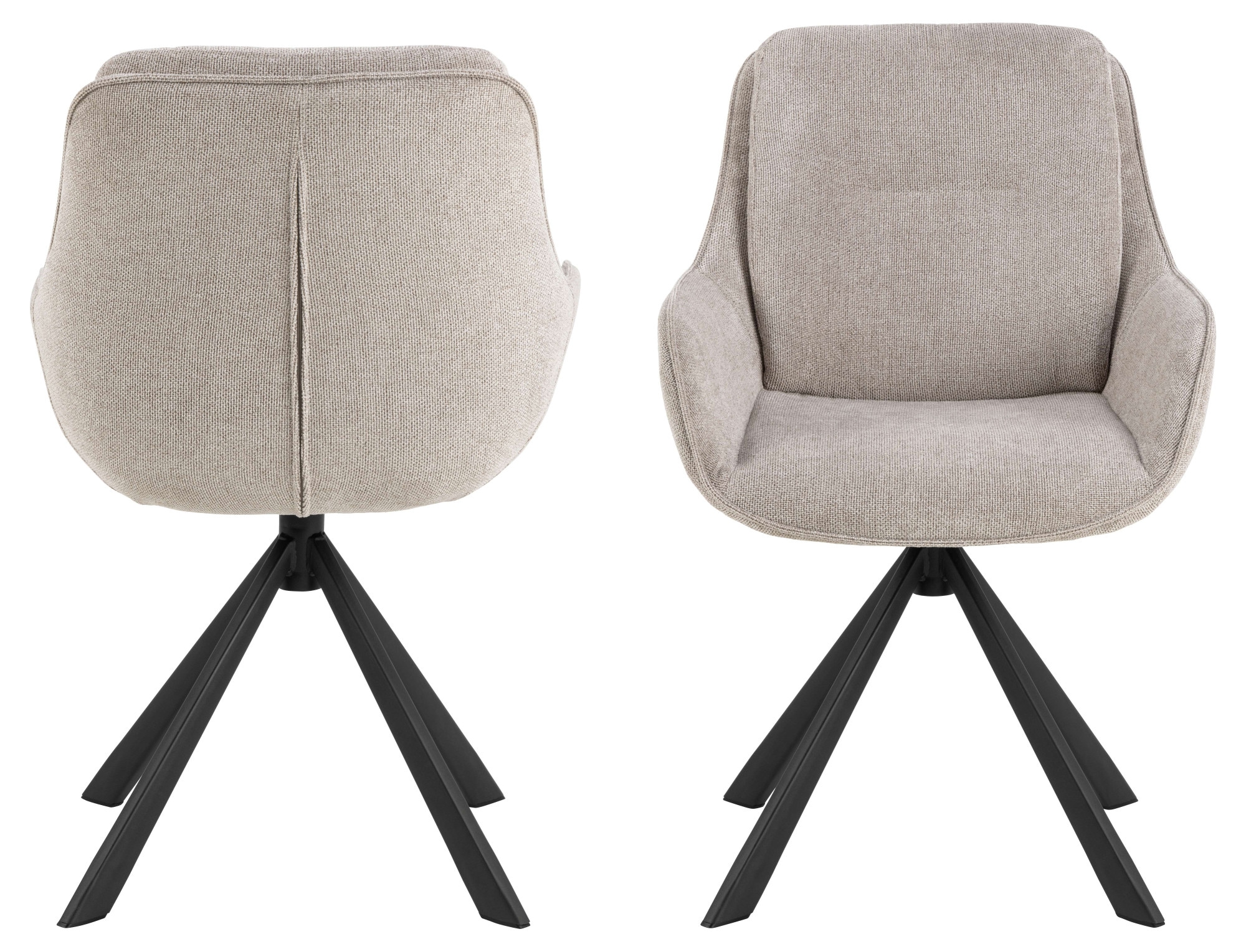 ACTONA GROUP Esszimmerstuhl »Carrie, Polsterstuhl, Stuhl, Sitzhöhe-38 cm« (Set) 2 Stk.Stuhl, sandfarbener Chenille, Armlehnen, Polsterung, Drehfunktion,FSC™