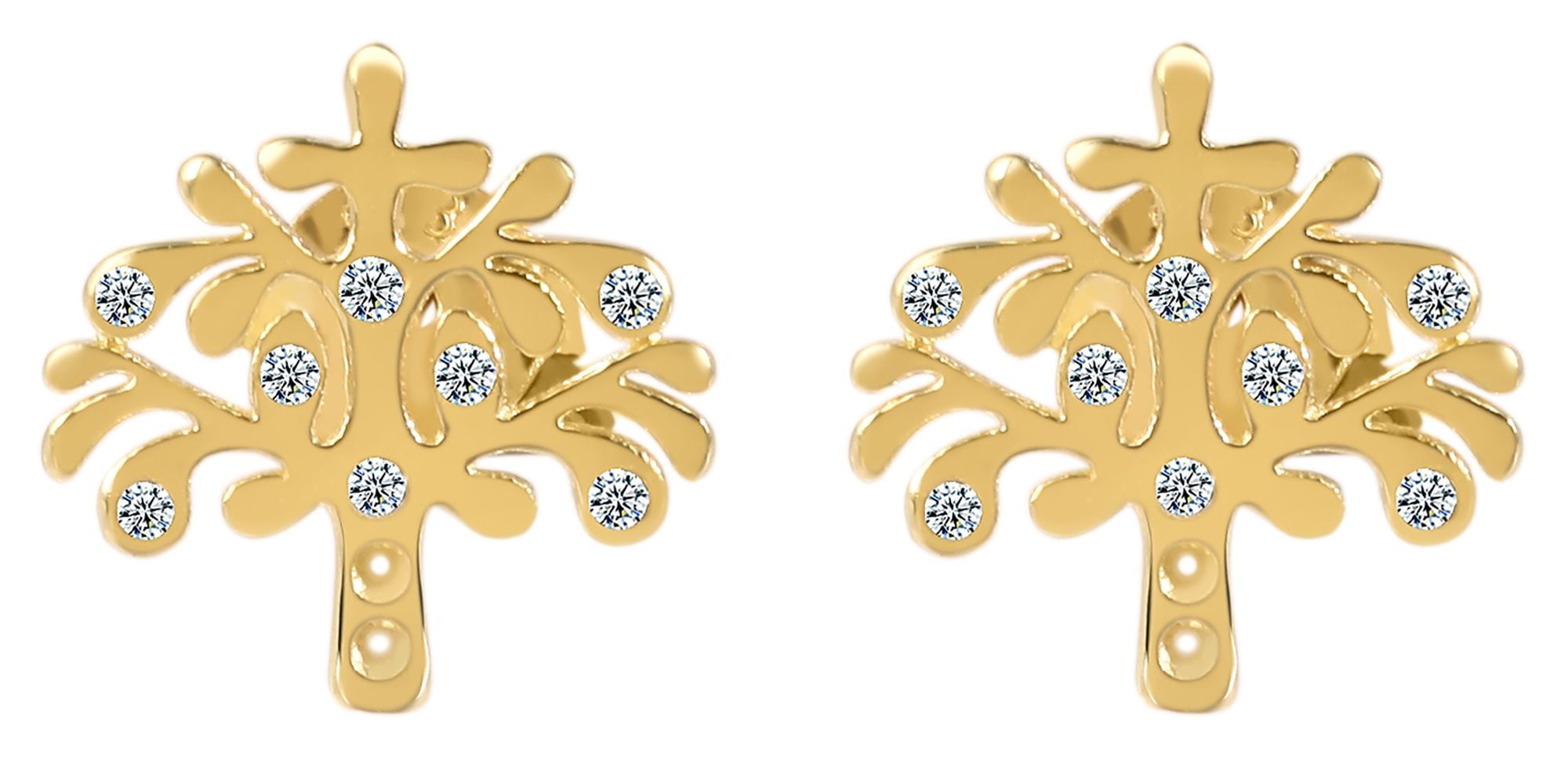 Adelia´s Paar Ohrhänger "Ohrringe – Ohrstecker Lebensbaum aus 333 Gold mit Zirkonia" Zum Verschenken – passend für viele Anlässe