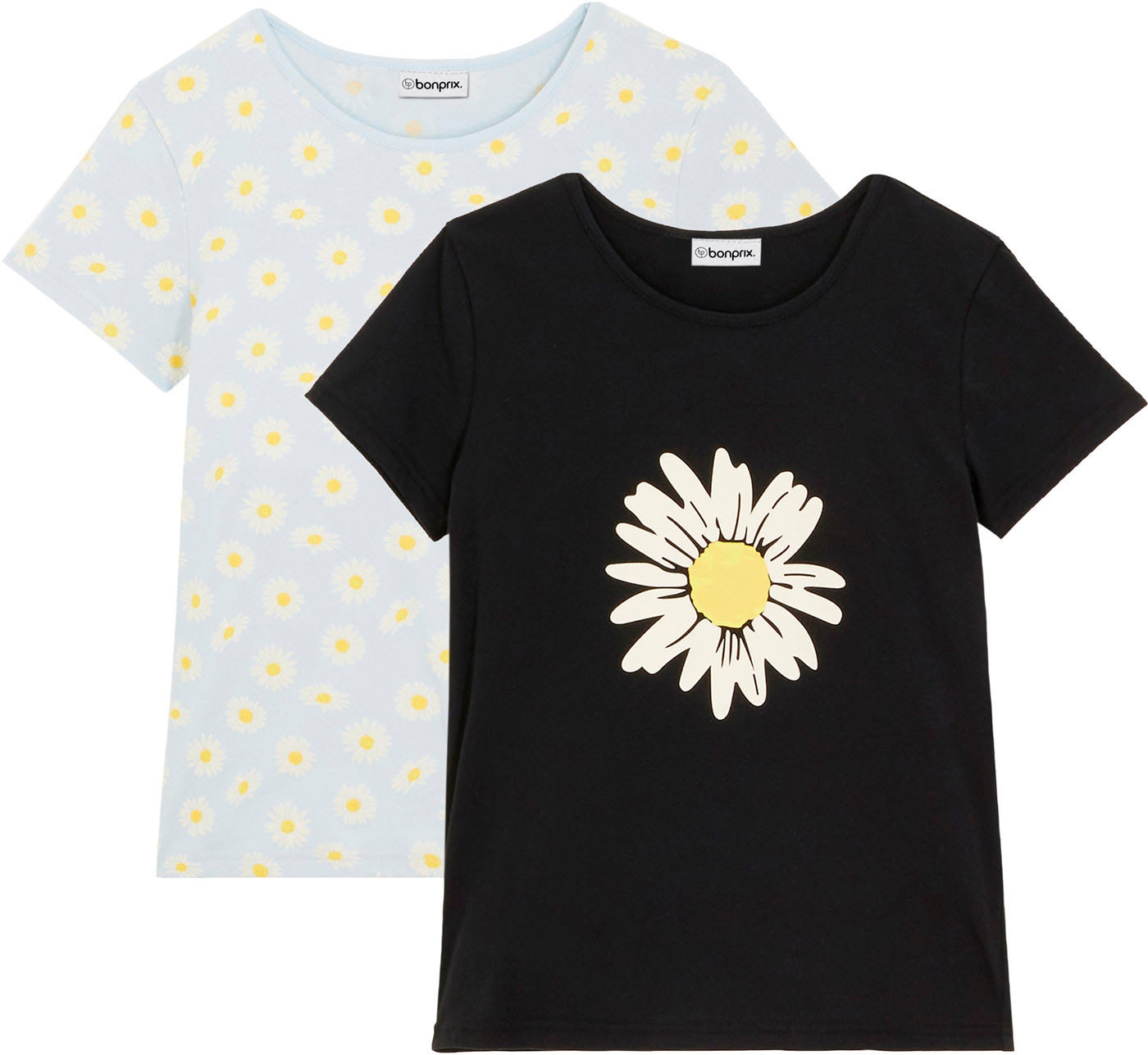 bonprix T-Shirt Packung, 2 Stk. Regular Fit, Kurzarm, für warme Tage, aus Baumwolle, Casual Stil