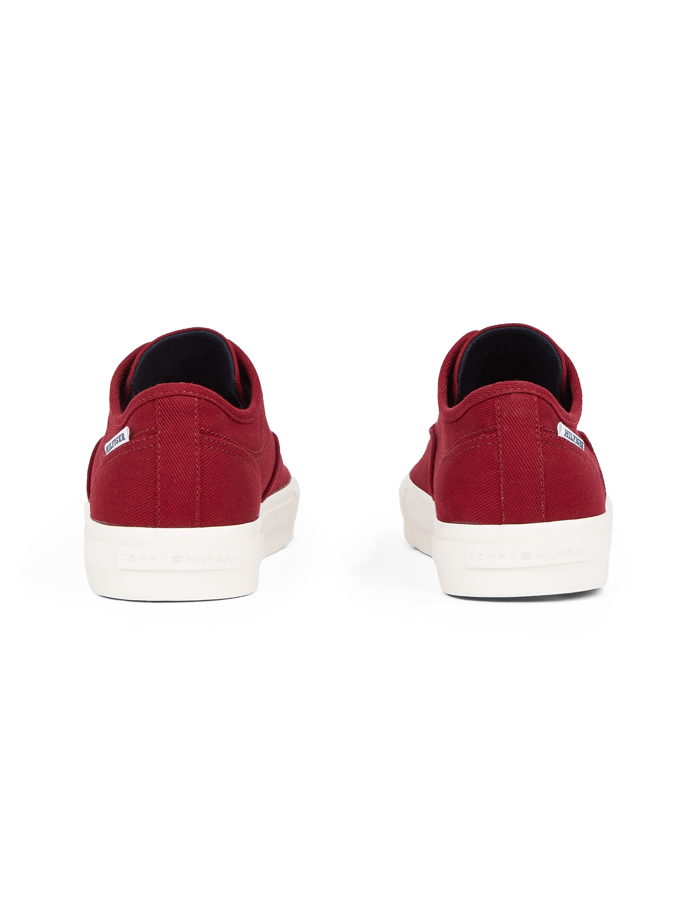 Tommy Hilfiger Sneaker »TH HI VULC LOW OXFORD TWILL«, Freizeitschuh, Halbschuh, Schnürschuh mit Label an der Ferse