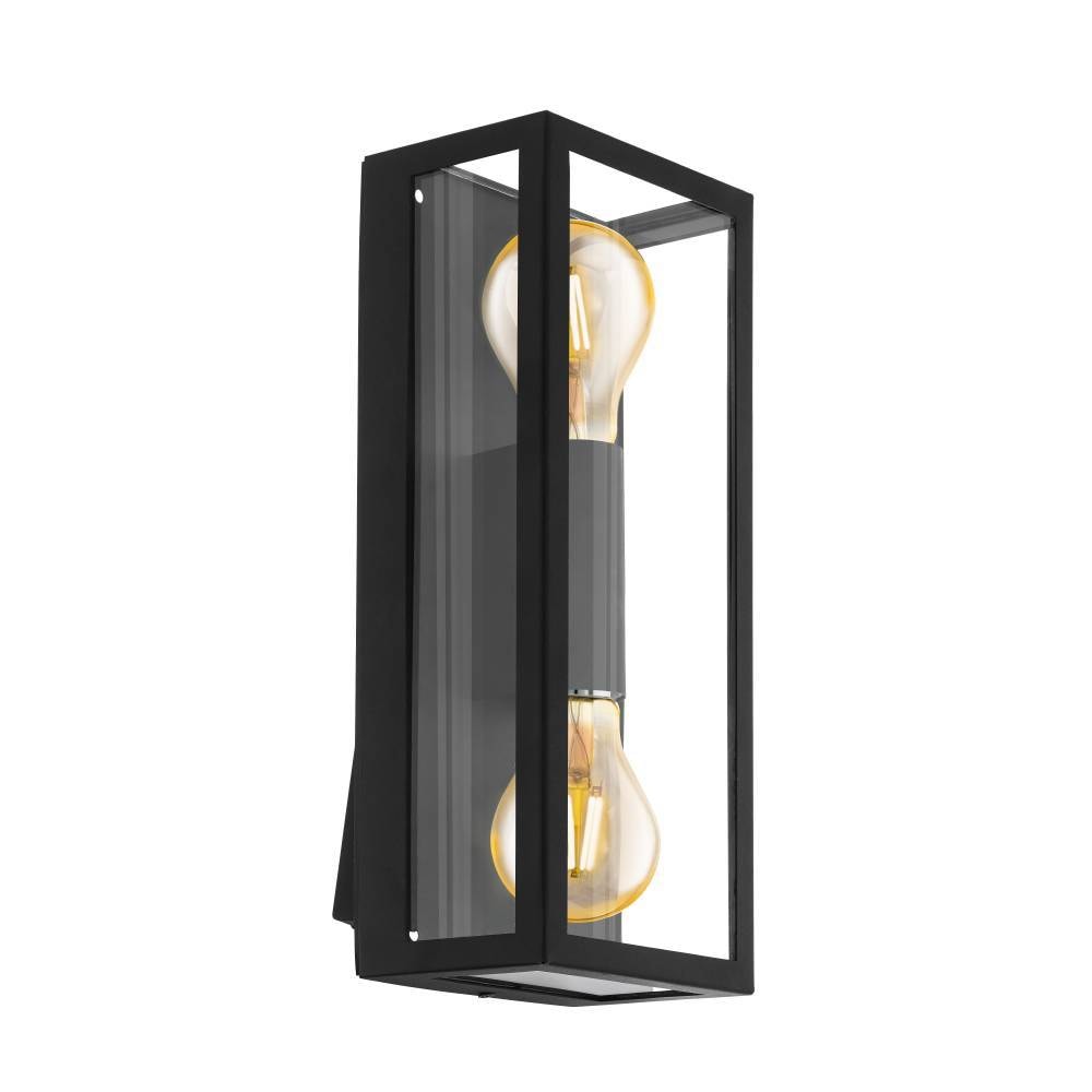 EGLO Wandleuchte »ALAMONTE 1«, 2 flammig, Leuchtmittel E27 | ohne Leuchtmittel, Außenleuchte, Stahl verzinkt in Schwarz, Glas Transparent, E27, IP44