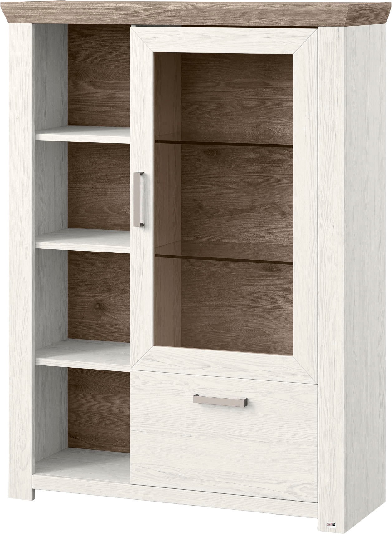 set one by Musterring Highboard »York«, Typ 13 und 14, mit Glastür und Schubkasten, 3 Farbvarianten, B 105 cm