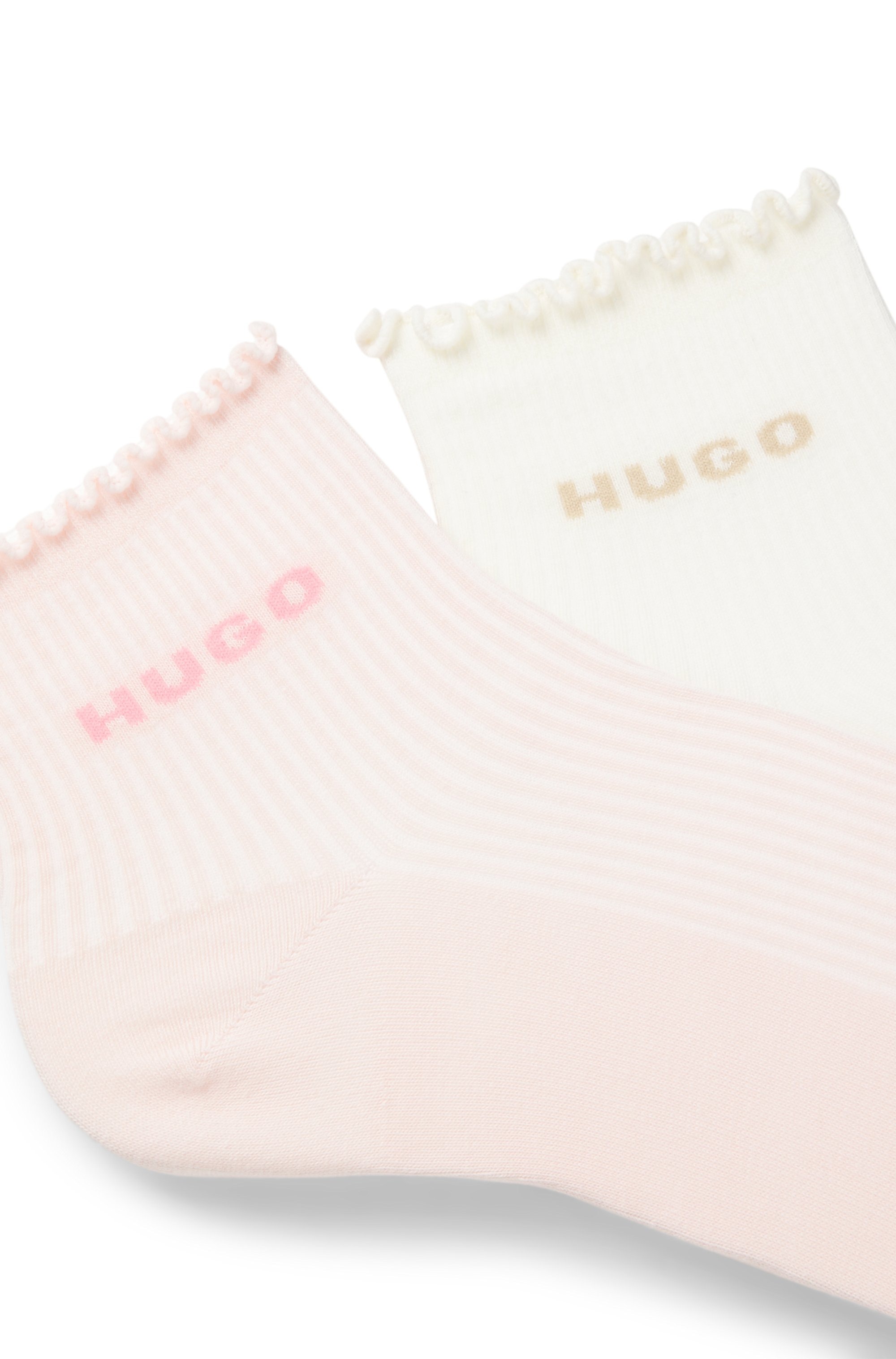 HUGO Underwear Kurzsocken mit gewellter Kante, Rippstruktur