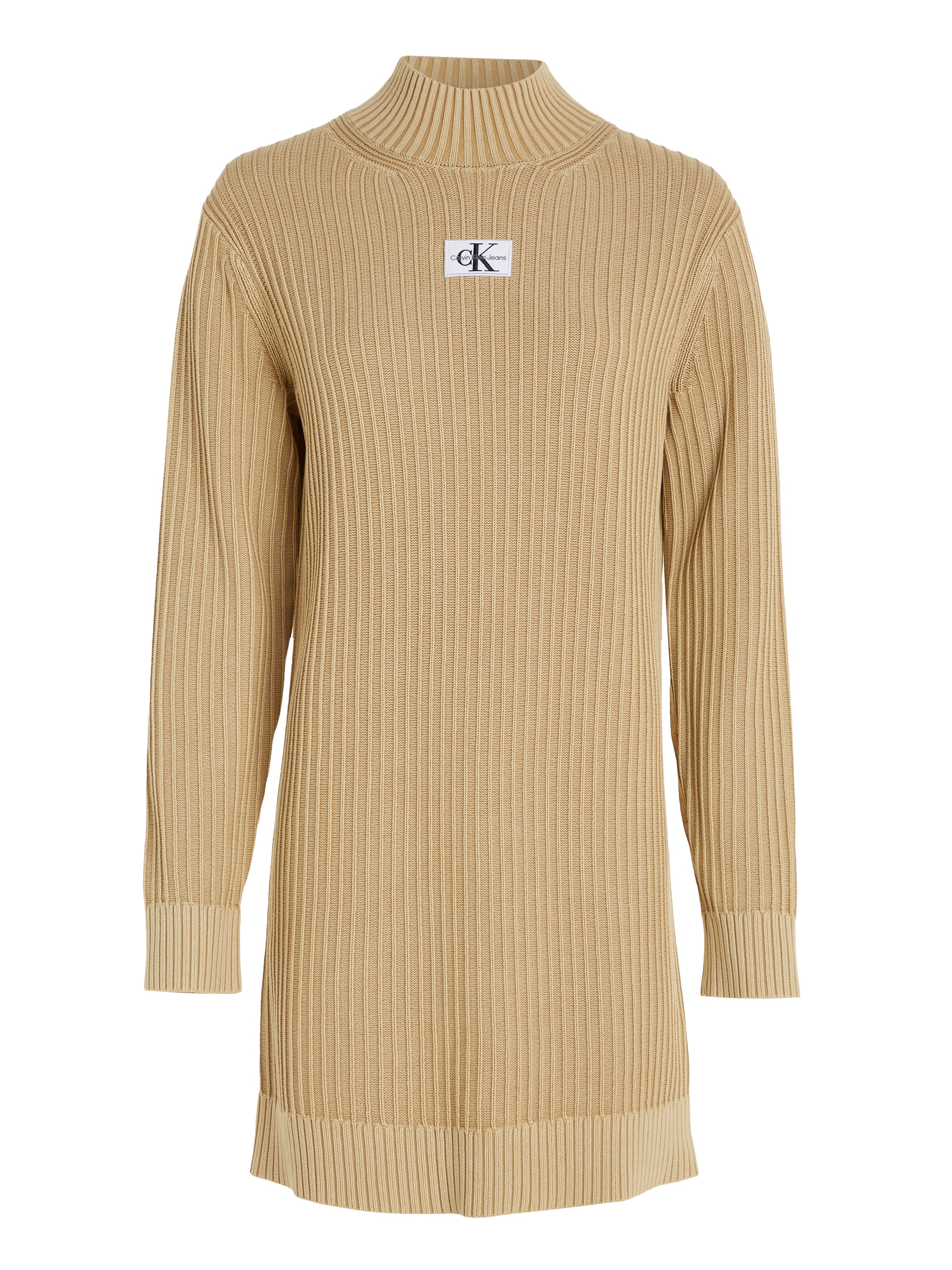 Calvin Klein Jeans Strickkleid »WASHED MONOLOGO SWEATER DRESS«, mit Stehkragen