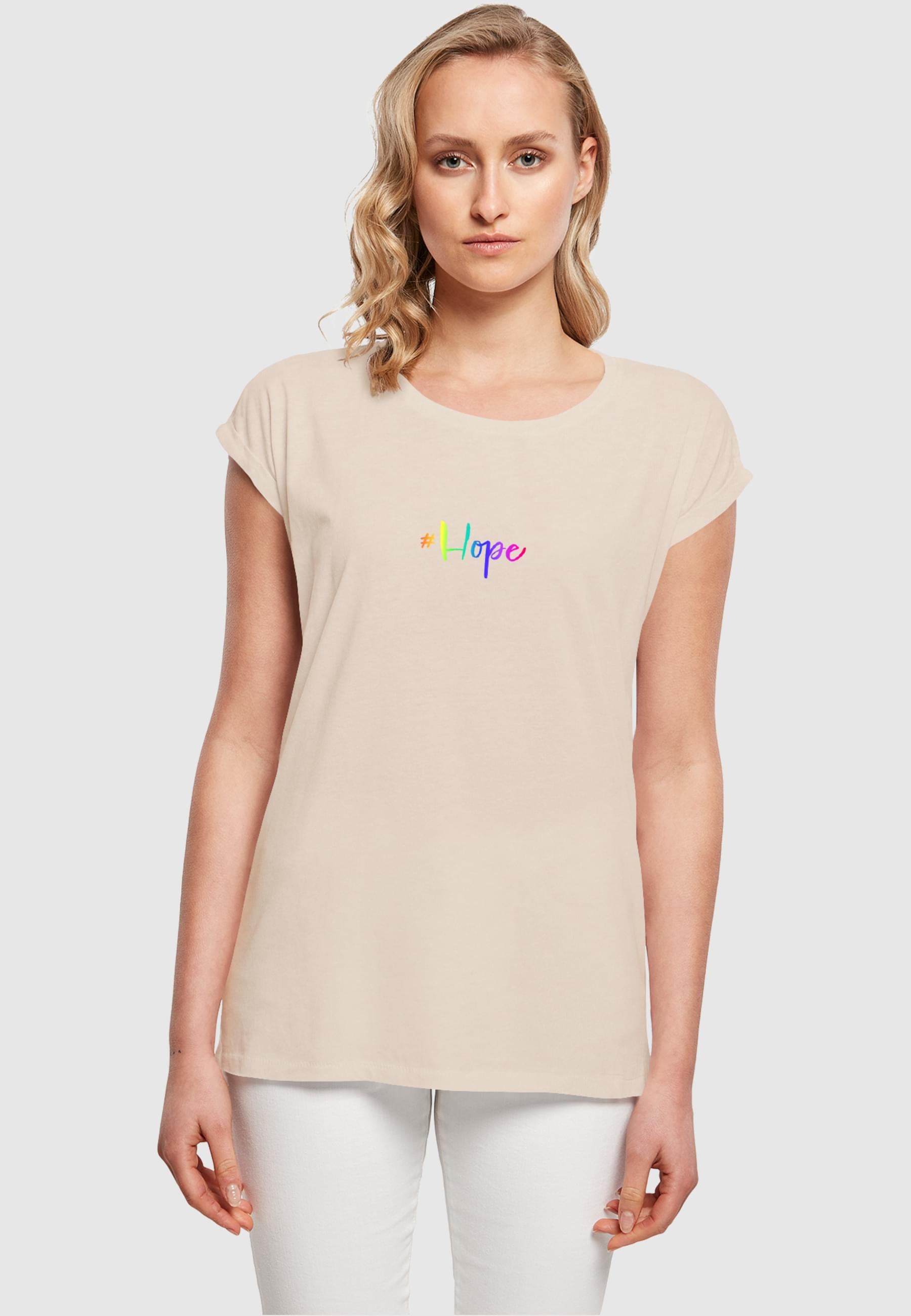 Thumbnail - Merchcode T-Shirt "Merchcode Damen Ladies Hope Rainbow Extended Shoulder Tee", (1 tlg.)