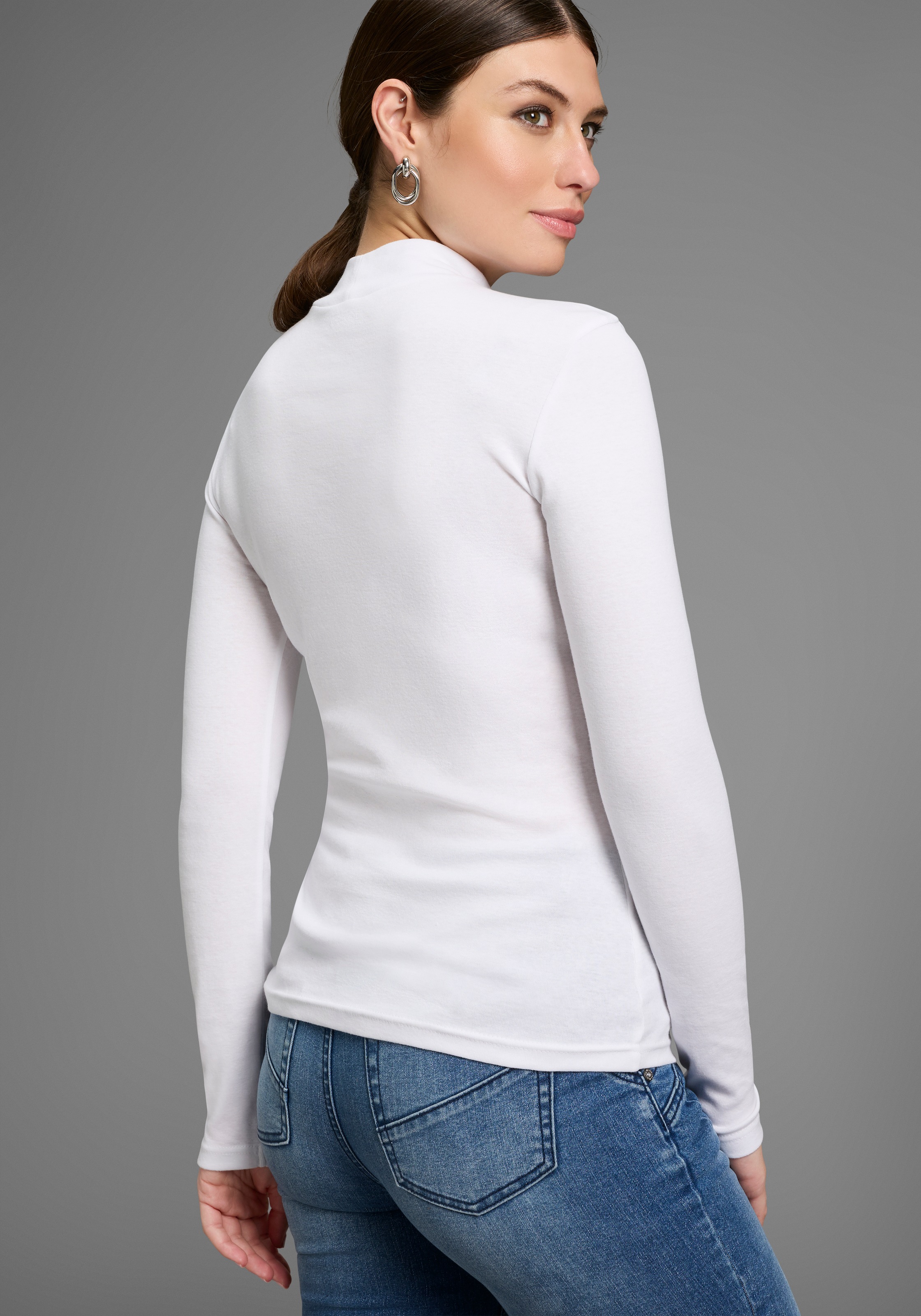 Bruno Banani Women's Mock Neck Shirt Black/White Size 32/34 3