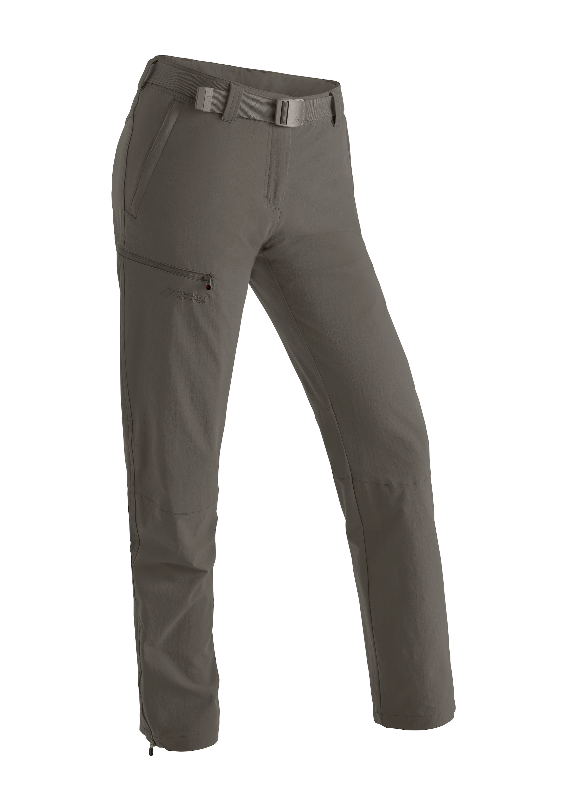 Funktionshose MAIER SPORTS "Inara slim", Damen, Gr. 88, Langgrößen, braun (schlamm), 90% Polyamid, 10% Elasthan, Hosen Funktionshose, Herren Wanderhose, atmungsaktive Outdoor-Hose, 4 Taschen, Slim Fit