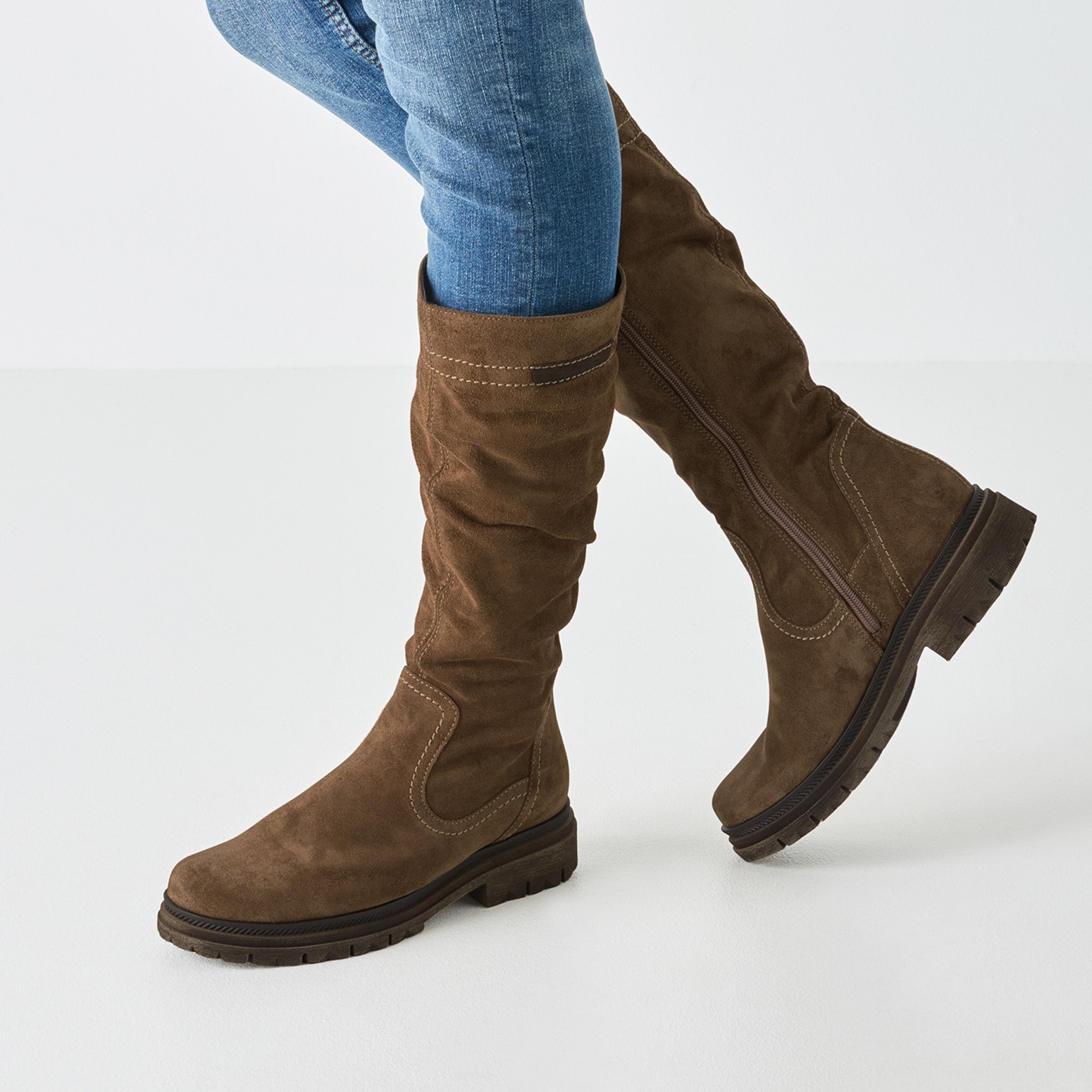 Tamaris Stiefel, Blockabsatz, Langschaftstiefel mit slouchy Falten am Schaft