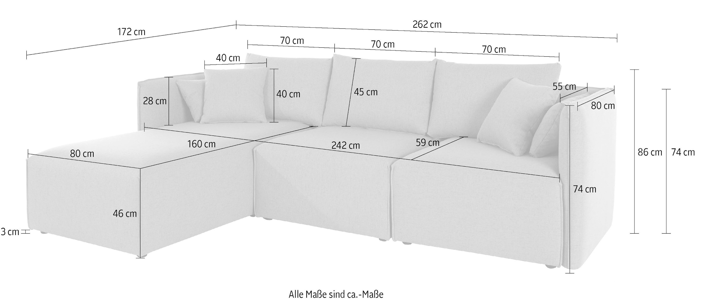 andas Ecksofa »Nöre«, (3 Teile), zusammengesetzt aus Modulen, in vielen Bezugsqualitäten und Farben