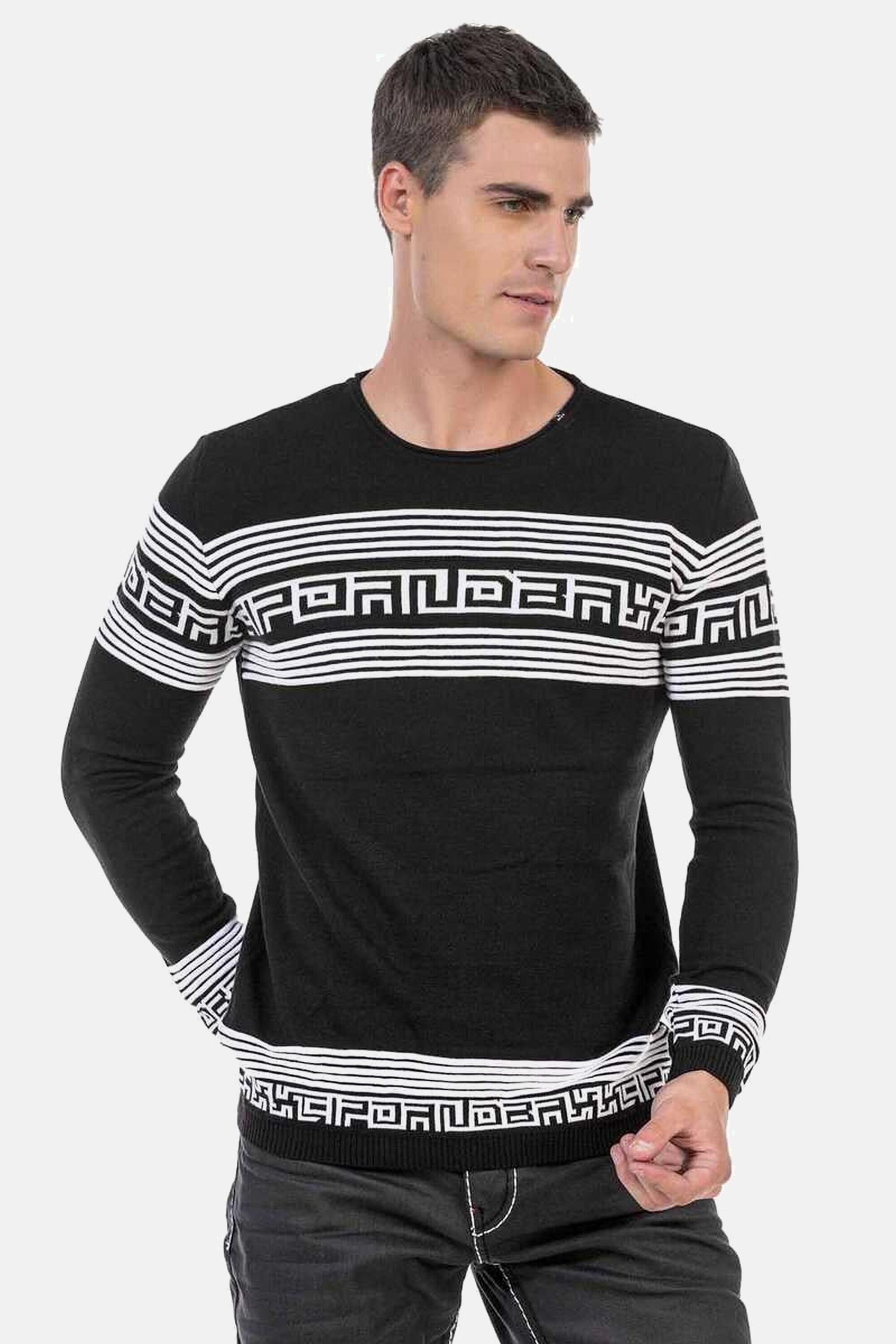 Cipo & Baxx Rundhalspullover »Pullover«, in Streifenoptik, CP243