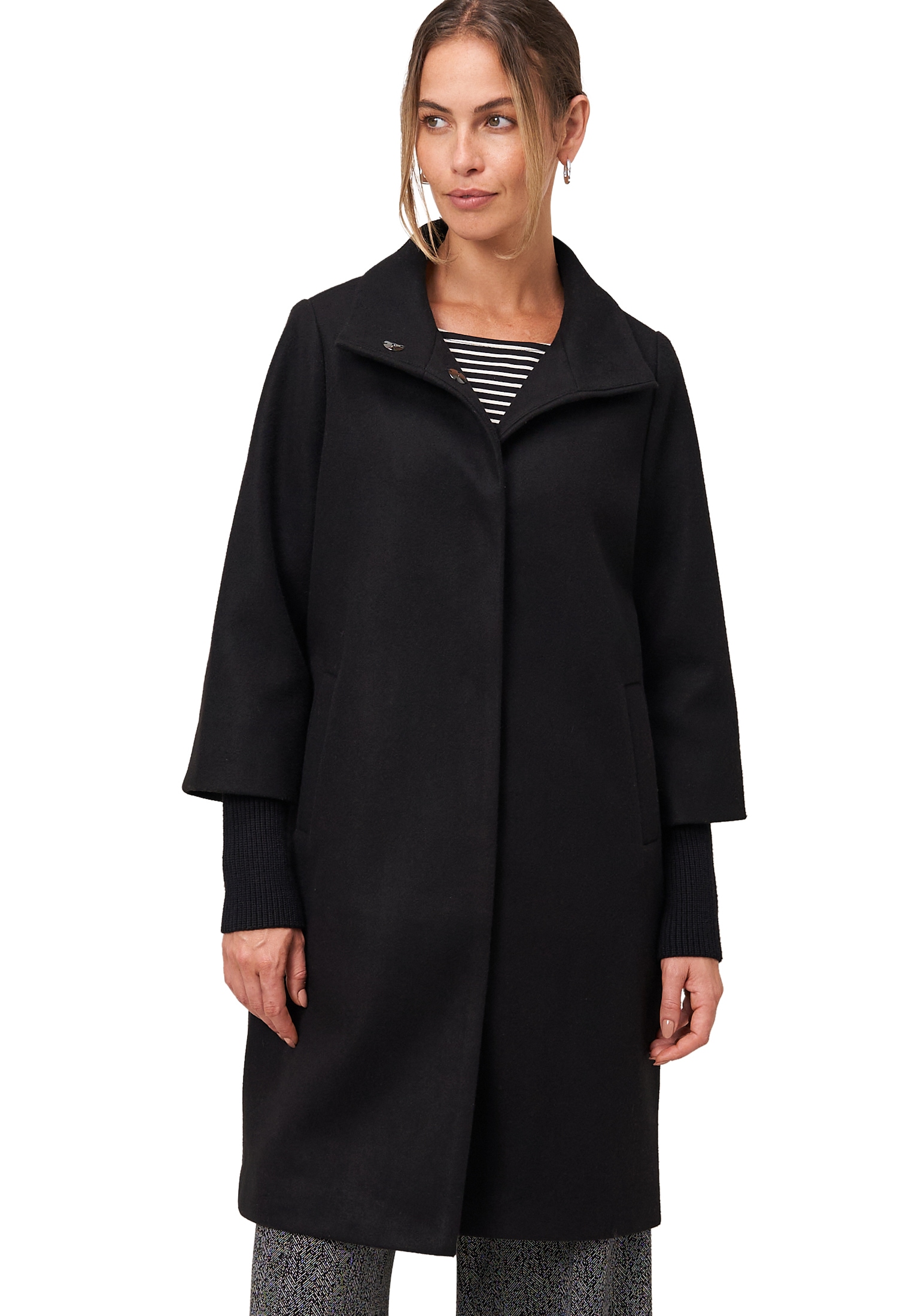 Zero Wintermantel "Damen Mantel Wolloptik mit Stehkragen" günstig online kaufen