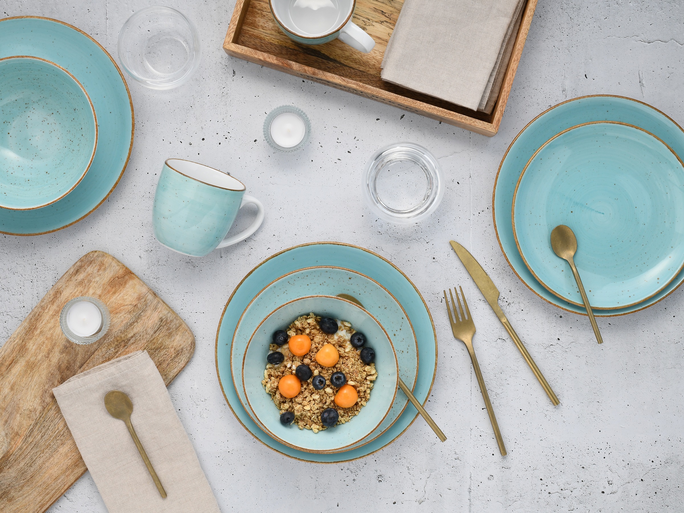 CreaTable Kombiservice »Vintage Nature, Service 16-tlg.« Naturverbundenes Design, Handgemalt