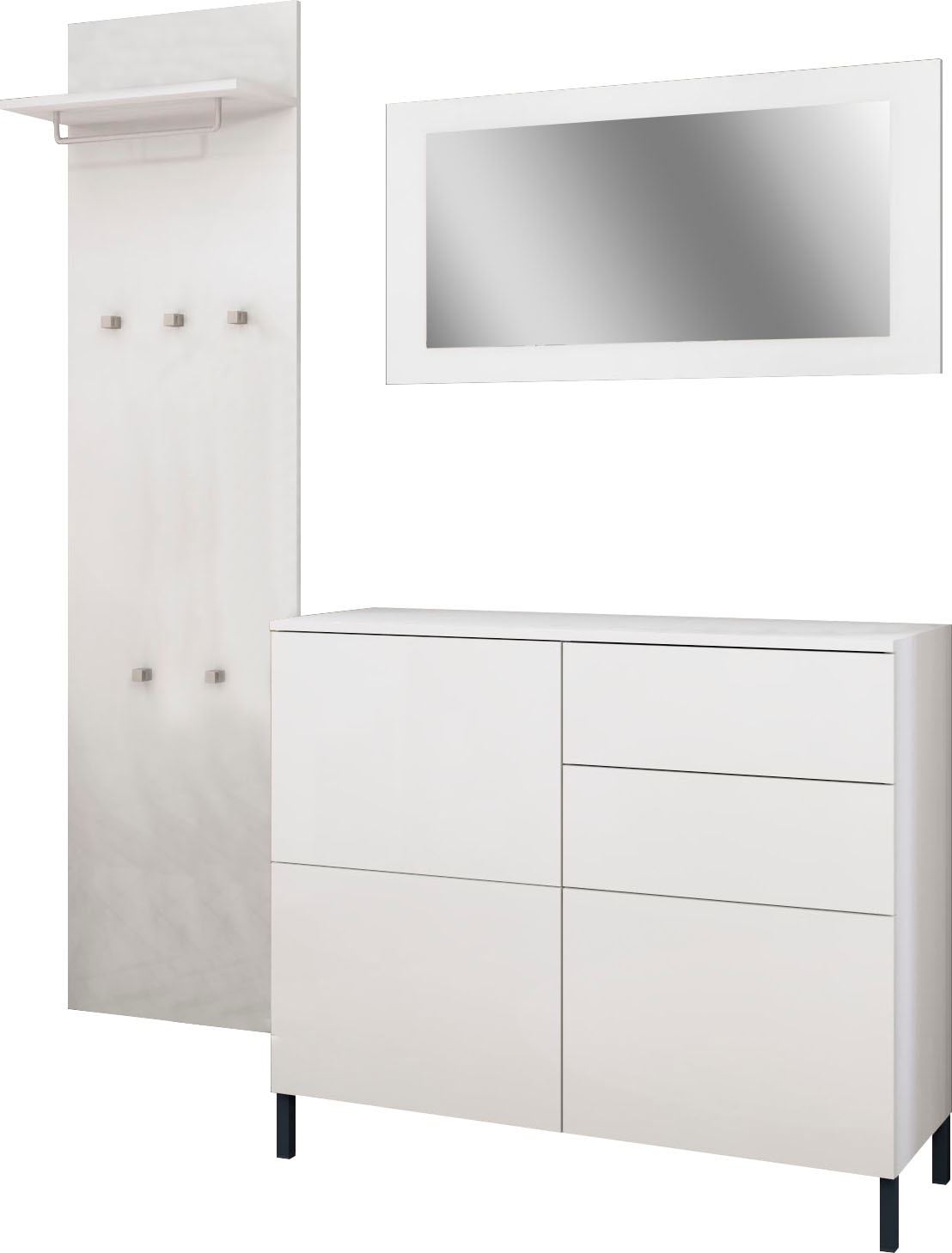 borchardt Möbel Garderoben-Set "Haama 3-teilig mit Kommode, Wandpaneel und Spiegel" 3 Stk. tlg.