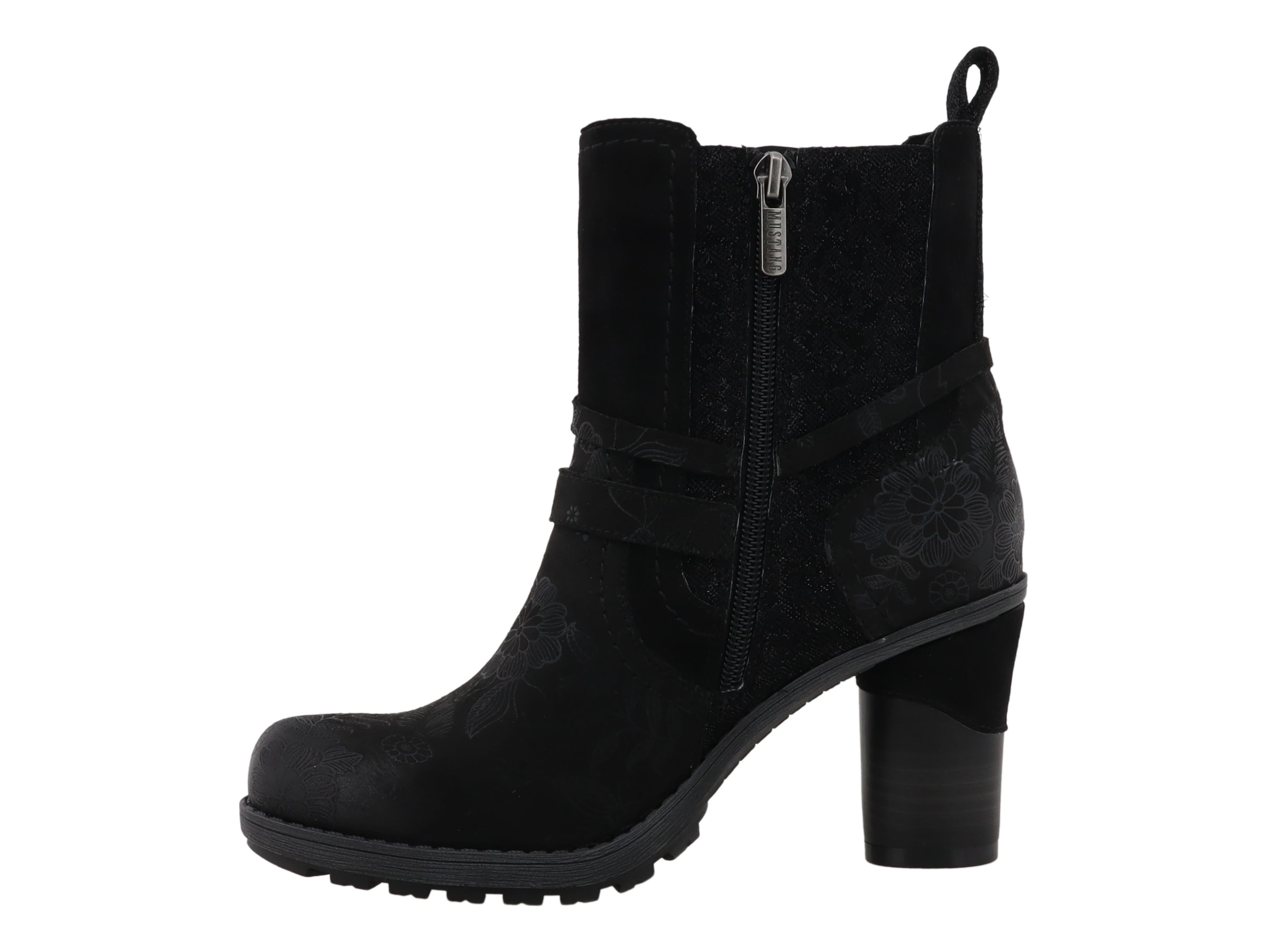 Mustang Shoes Stiefelette »Mode-Stiefel«  Blockabsatz, Boots mit Zierreißverschluss und Zierriemchen
