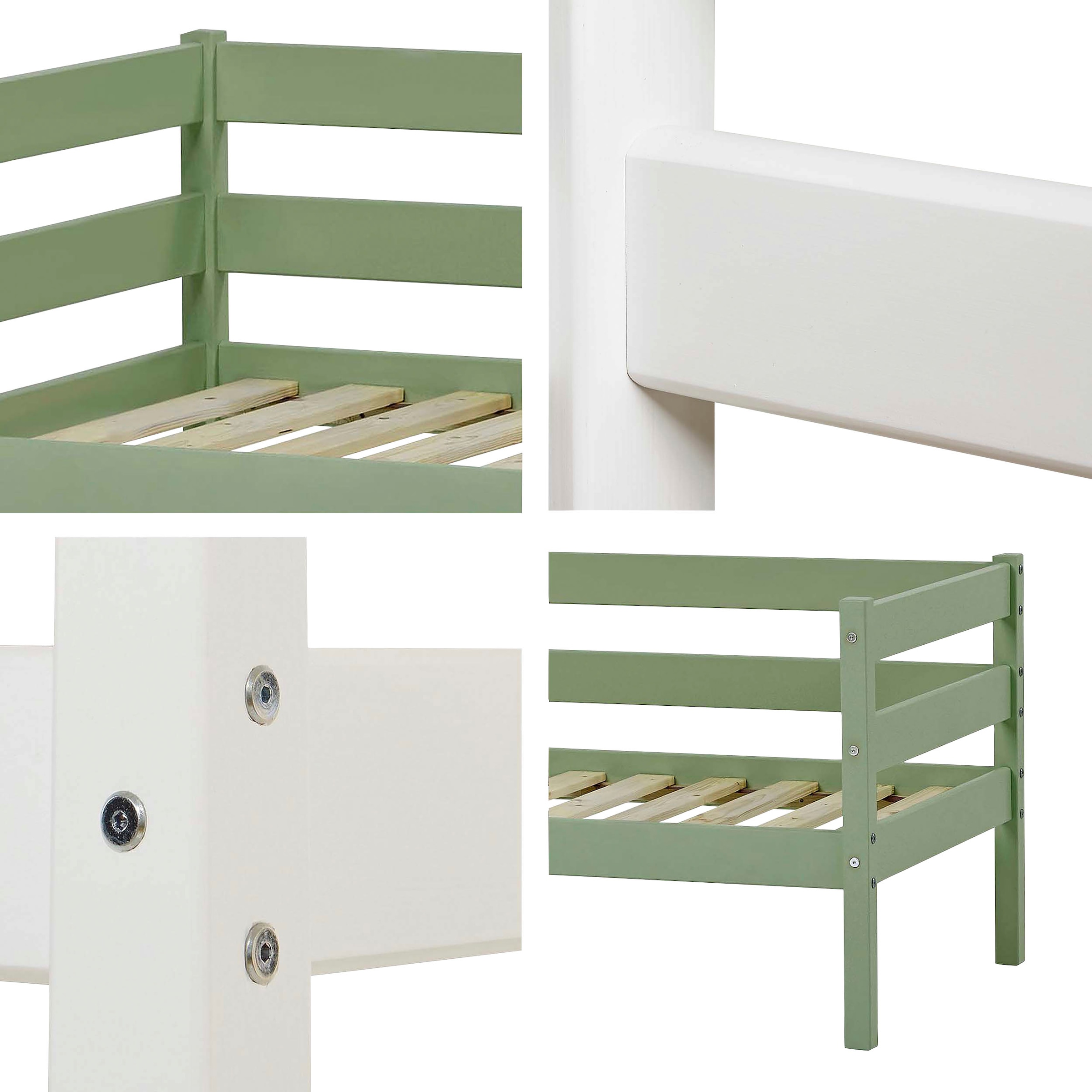 Hoppekids Einzelbett »ECO Comfort Kinderbett, Kiefer Massivholz, Jugendbett inkl. Rollrost« 70x160 cm, wahlweise in verschieden Farben/ Matratze/ Absturzsicherung