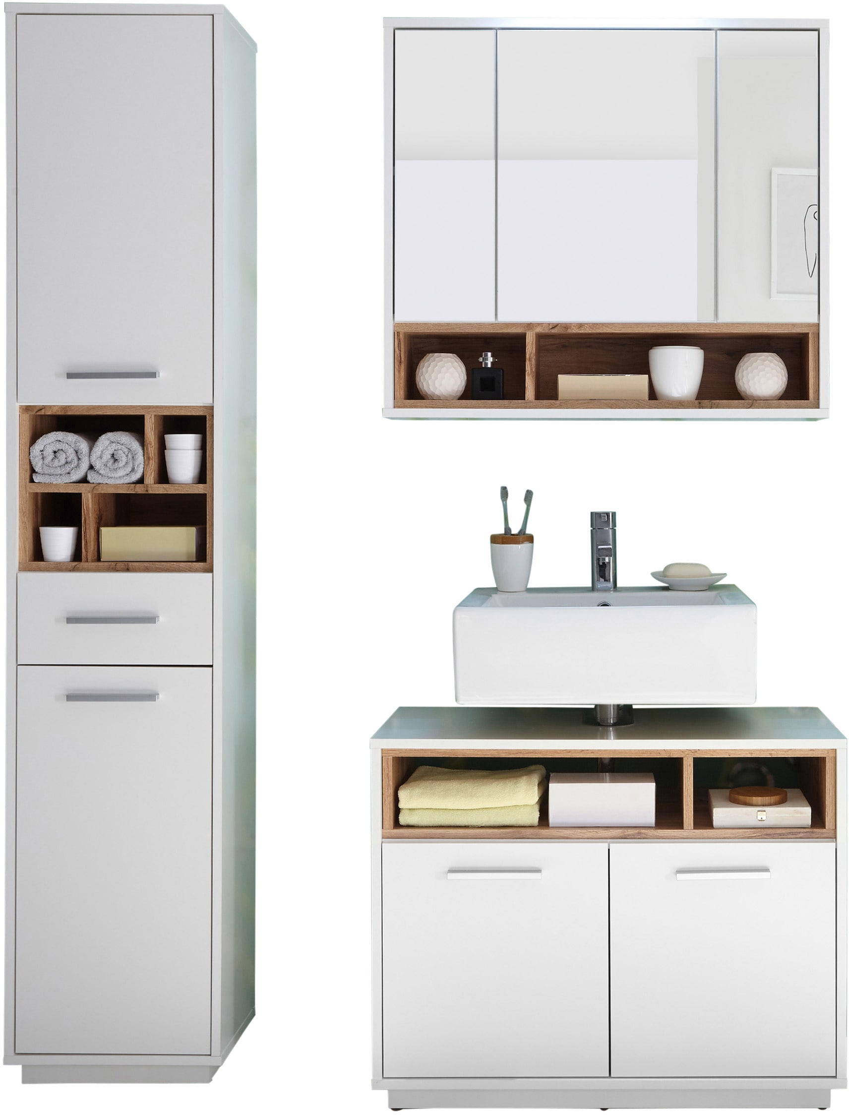 BASIC by Balculina Badmöbel-Set "Mila, Badezimmerset BxHxT 118x191x40 cm" 3 günstig online kaufen