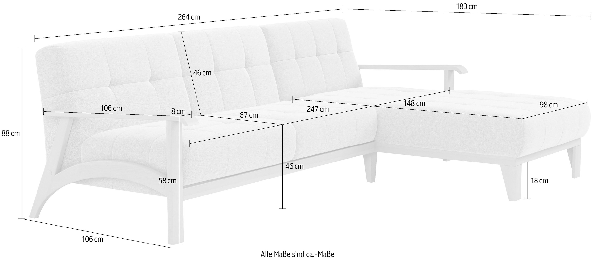 sit&more Ecksofa »Billund L-Form«, Armlehnen aus Buchenholz in natur, verschiedene Bezüge und Farben