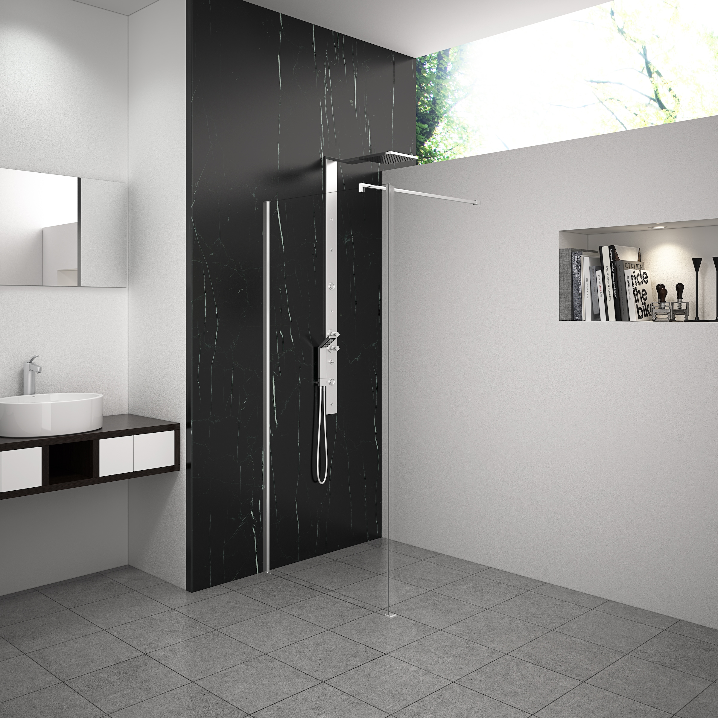 Marwell Walk-in-Dusche »YORK II« seitenverkehrt aufbaubar, justierbares Wandprofil