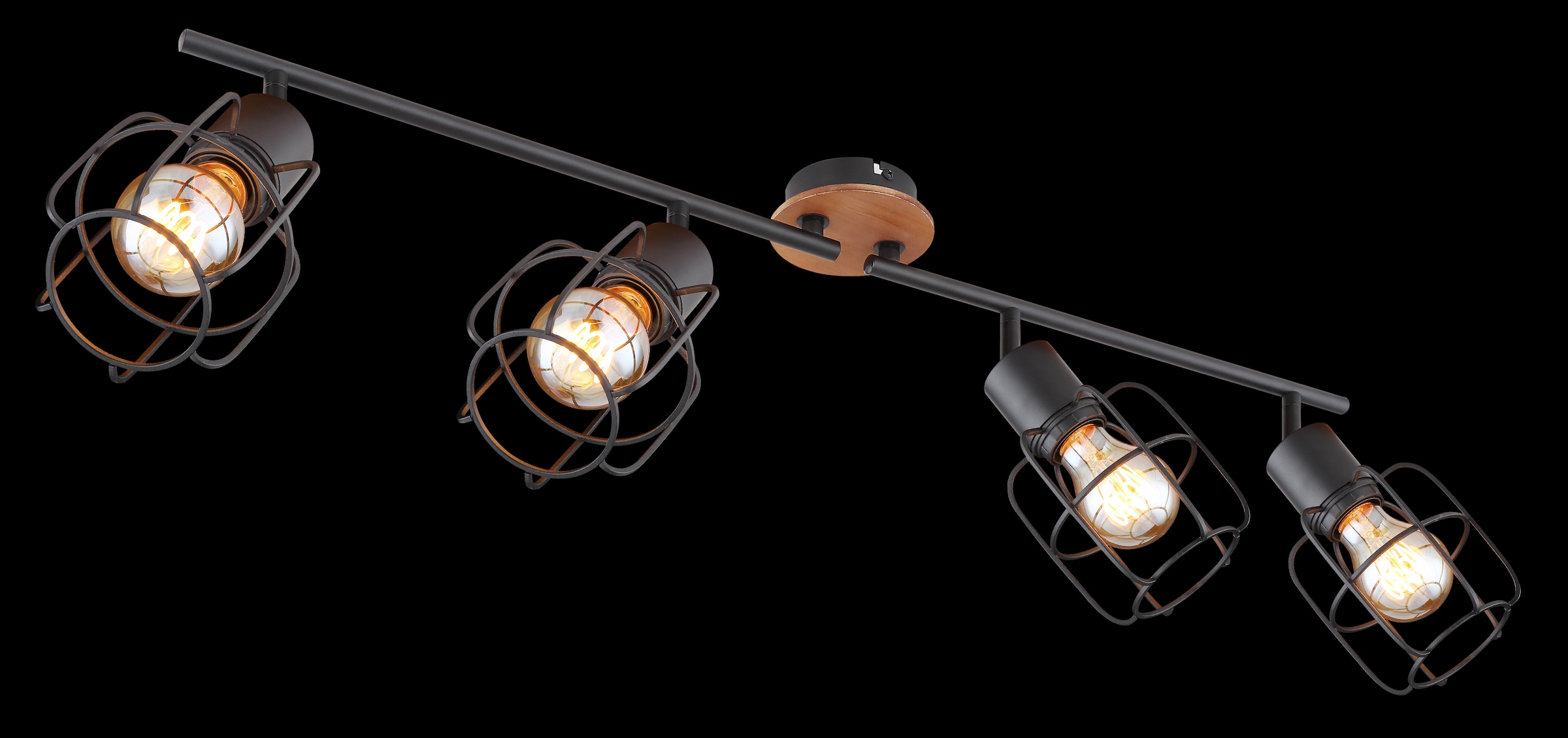 GLOBO LIGHTING Deckenstrahler »WILLA«, Leuchtmittel E27 | ohne Leuchtmittel, Deckenspot/Holz/schwarz/beweglich/Flur/Wohnzimmer/Schlafzimmer