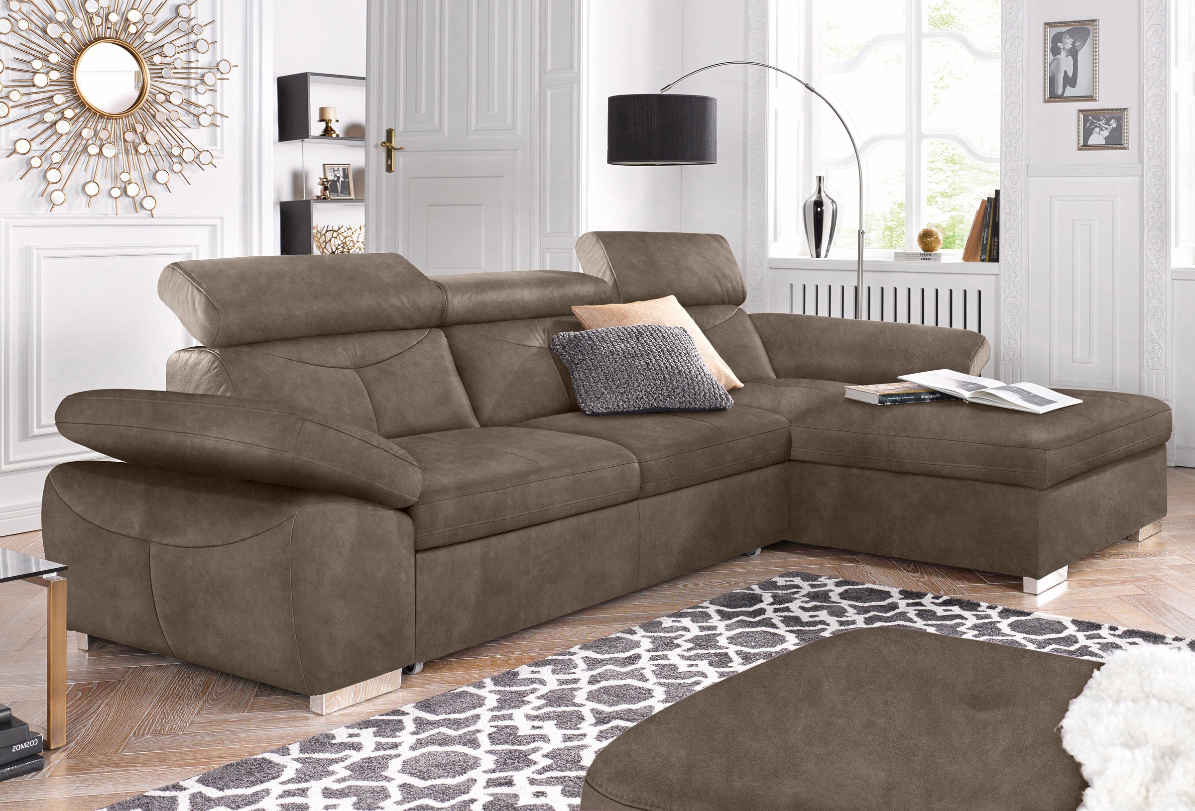 exxpo - sofa fashion Ecksofa »Spring, super bequem, mit Armteil- und Kopfteilfunktion, OTTOs Choice«, L-Form, wahlweise mit Bettfunktion und Bettkasten
