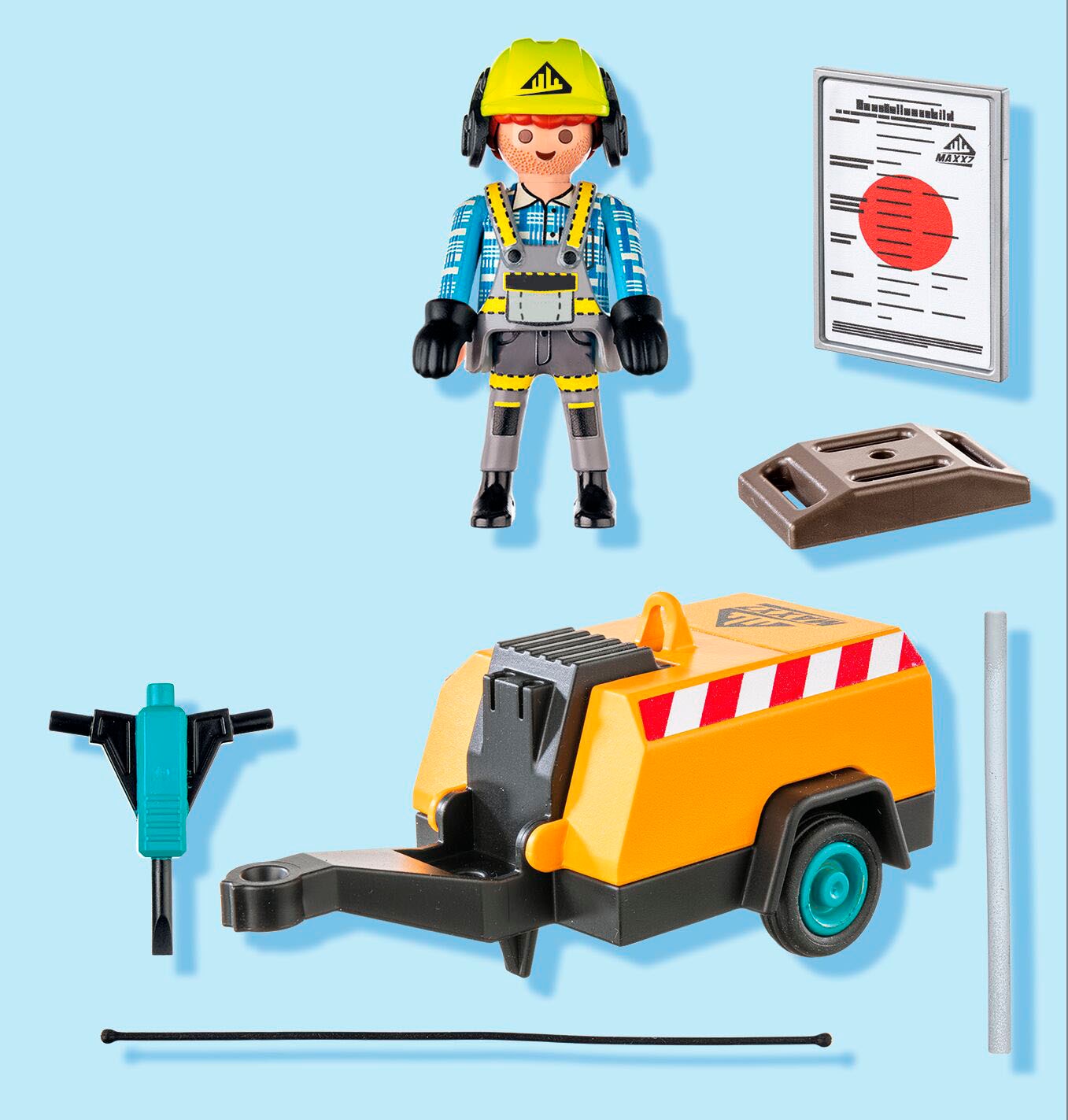 Playmobil® Konstruktions-Spielset »Bauarbeiter mit Meißel (71752), Playmobil Action Heroes«, (14 St.)