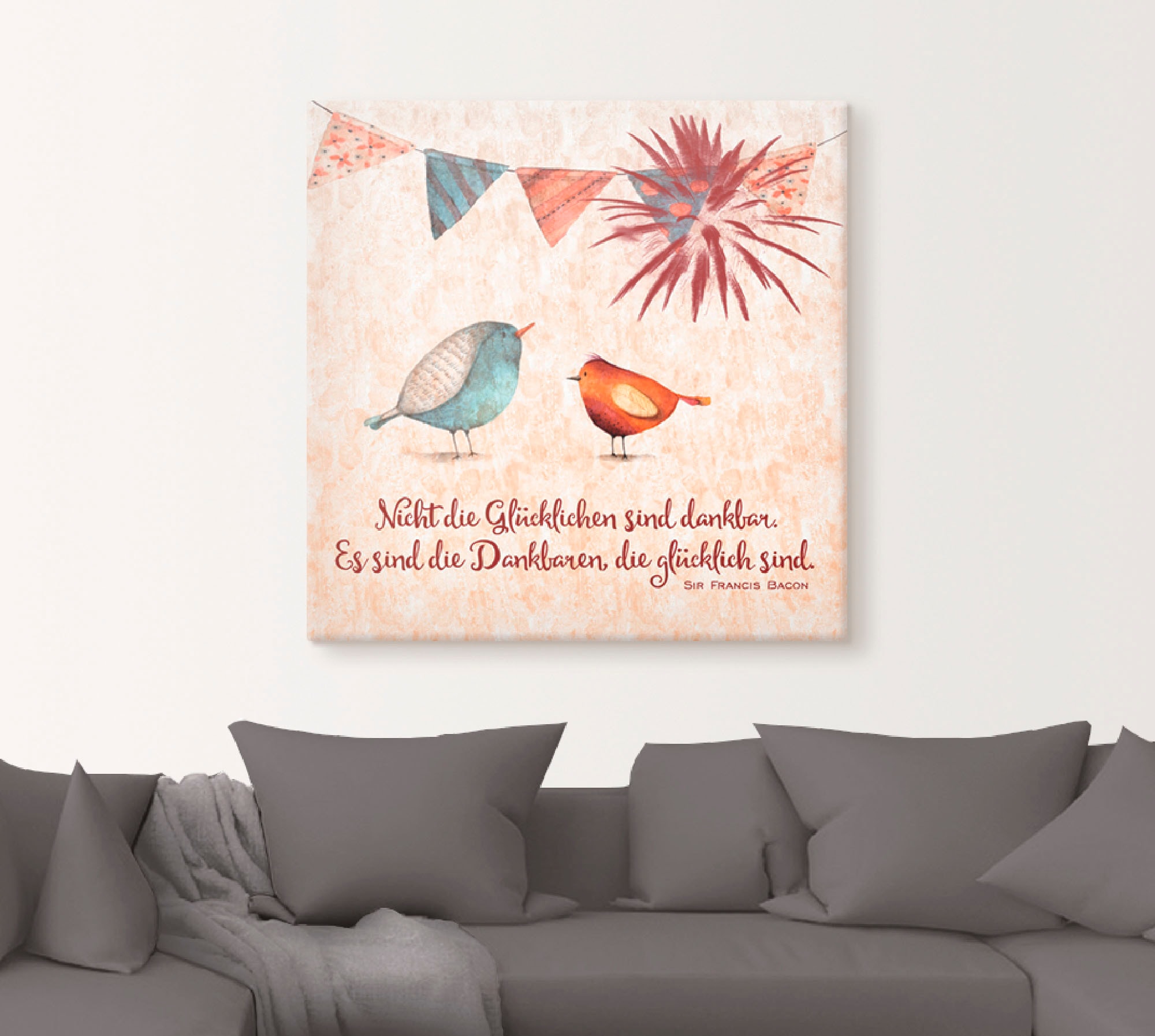 Artland Wandbild »Lebensweisheit Glücklich«, Tiere, (1 St.), als Alubild, Outdoorbild, Leinwandbild, Poster, Wandaufkleber