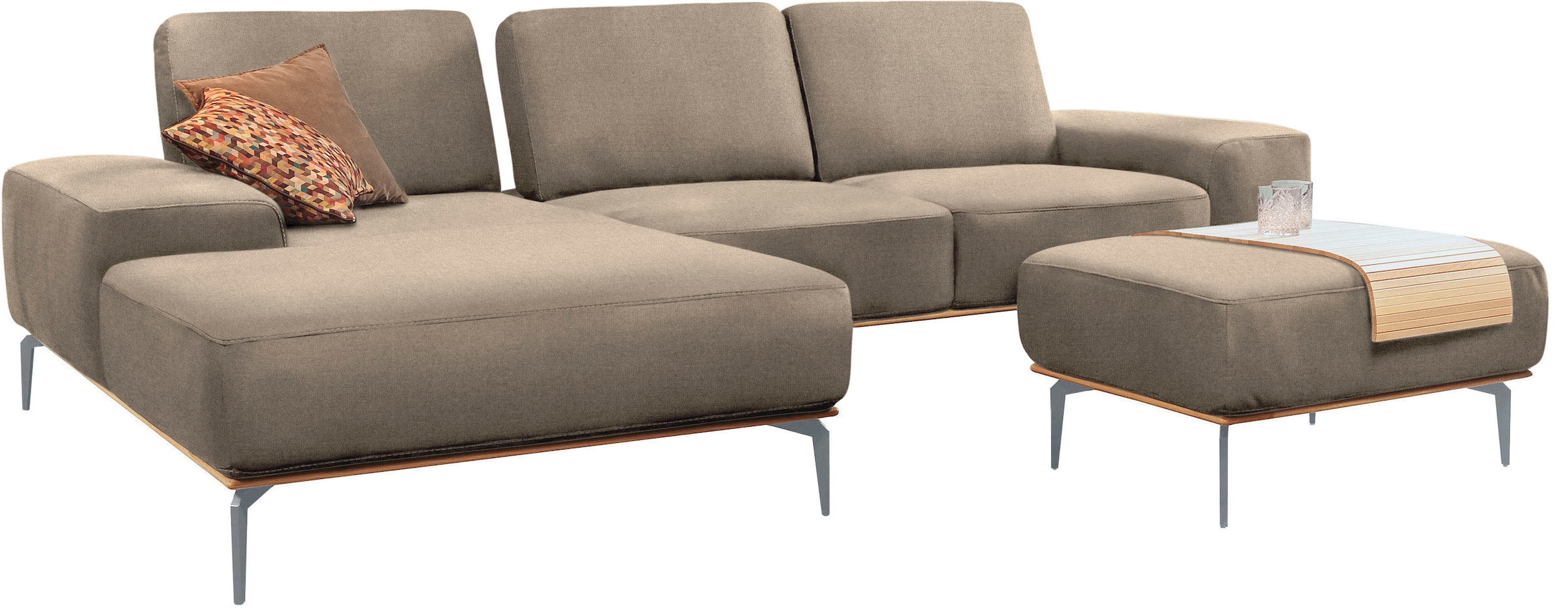 W.SCHILLIG Polsterhocker »run«, mit elegantem Holzsockel, Füße in Silber matt, Breite 75 cm