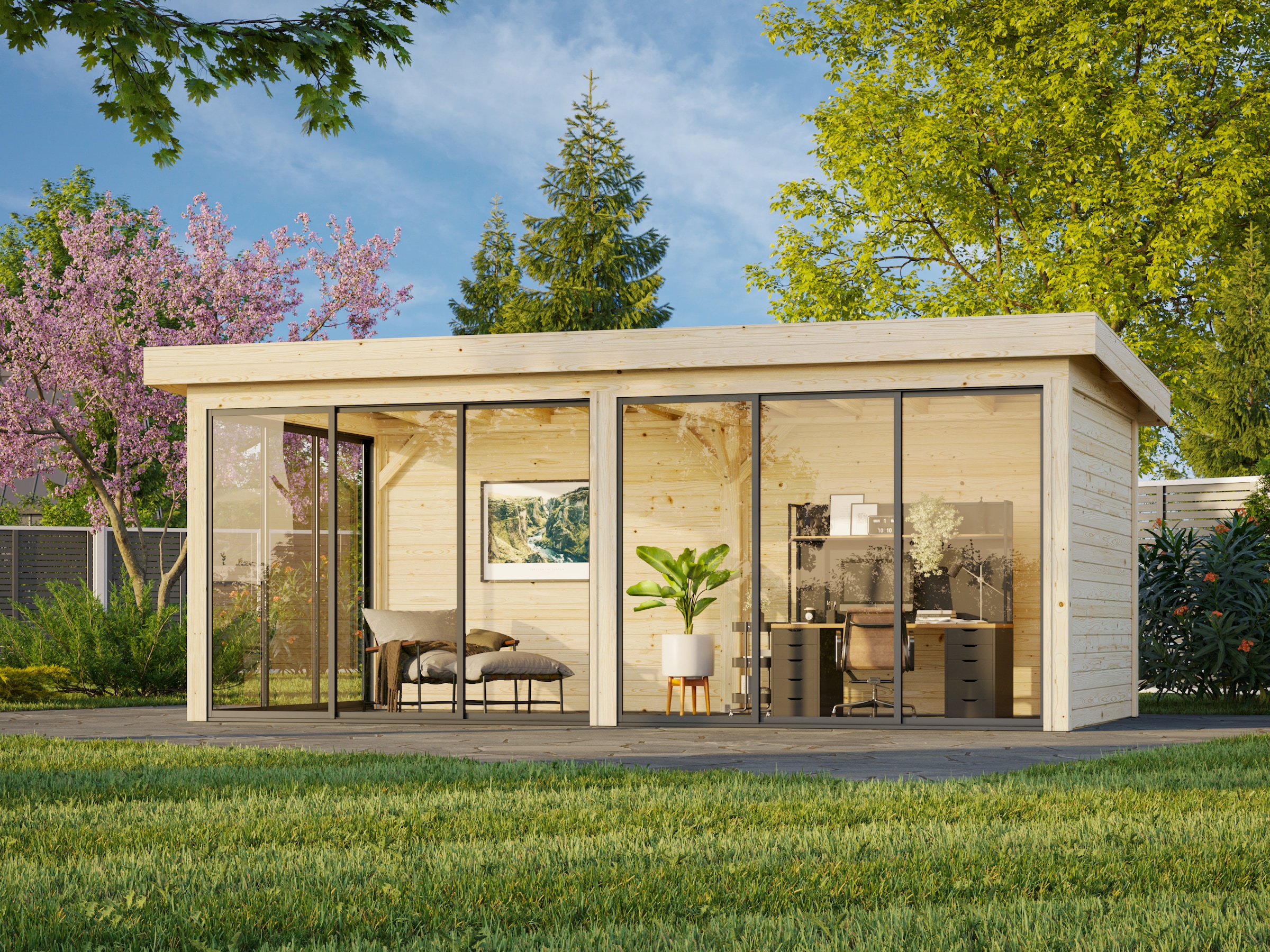 Palmako Gartenhaus »Lenna 16,6 m², Set 402 Slide«