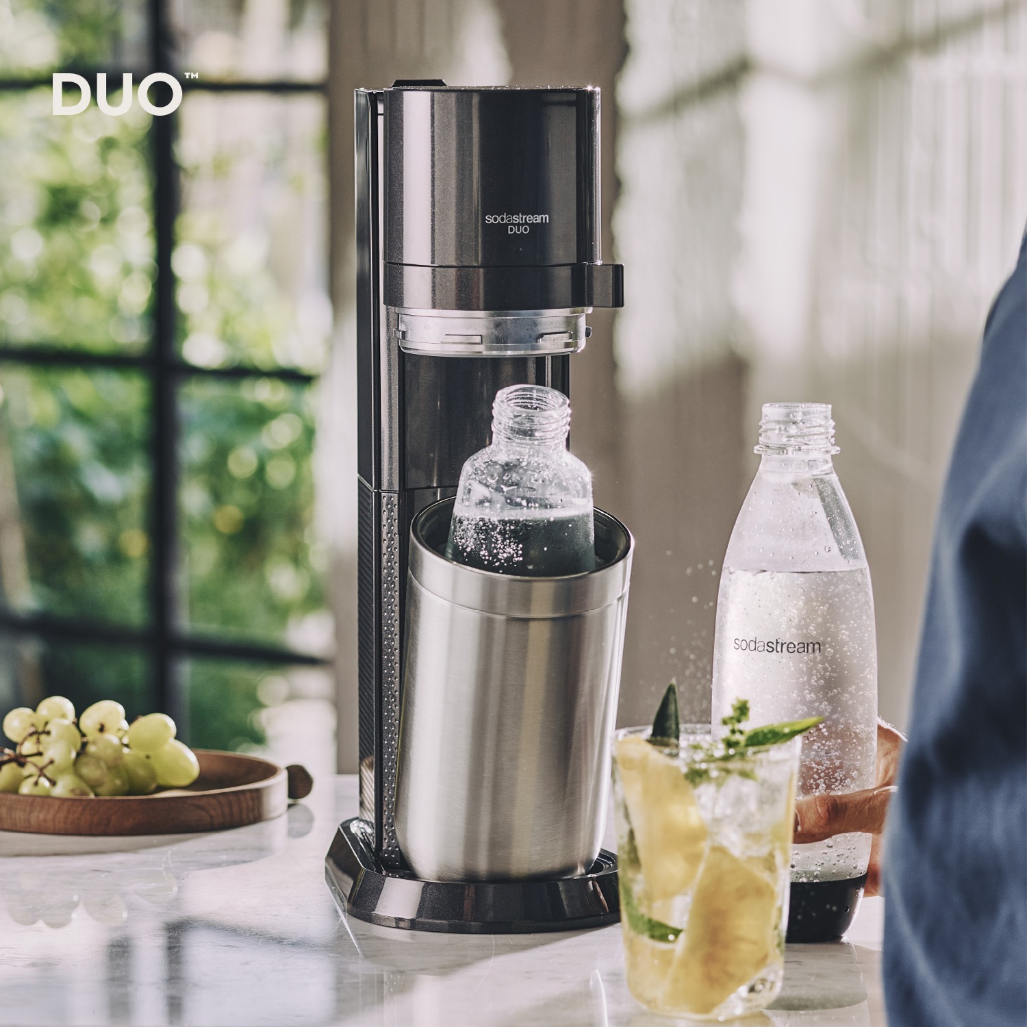 SodaStream Wassersprudler "DUO" CO2-Zylinder, 1L Glasflasche, 1L spülmaschi günstig online kaufen