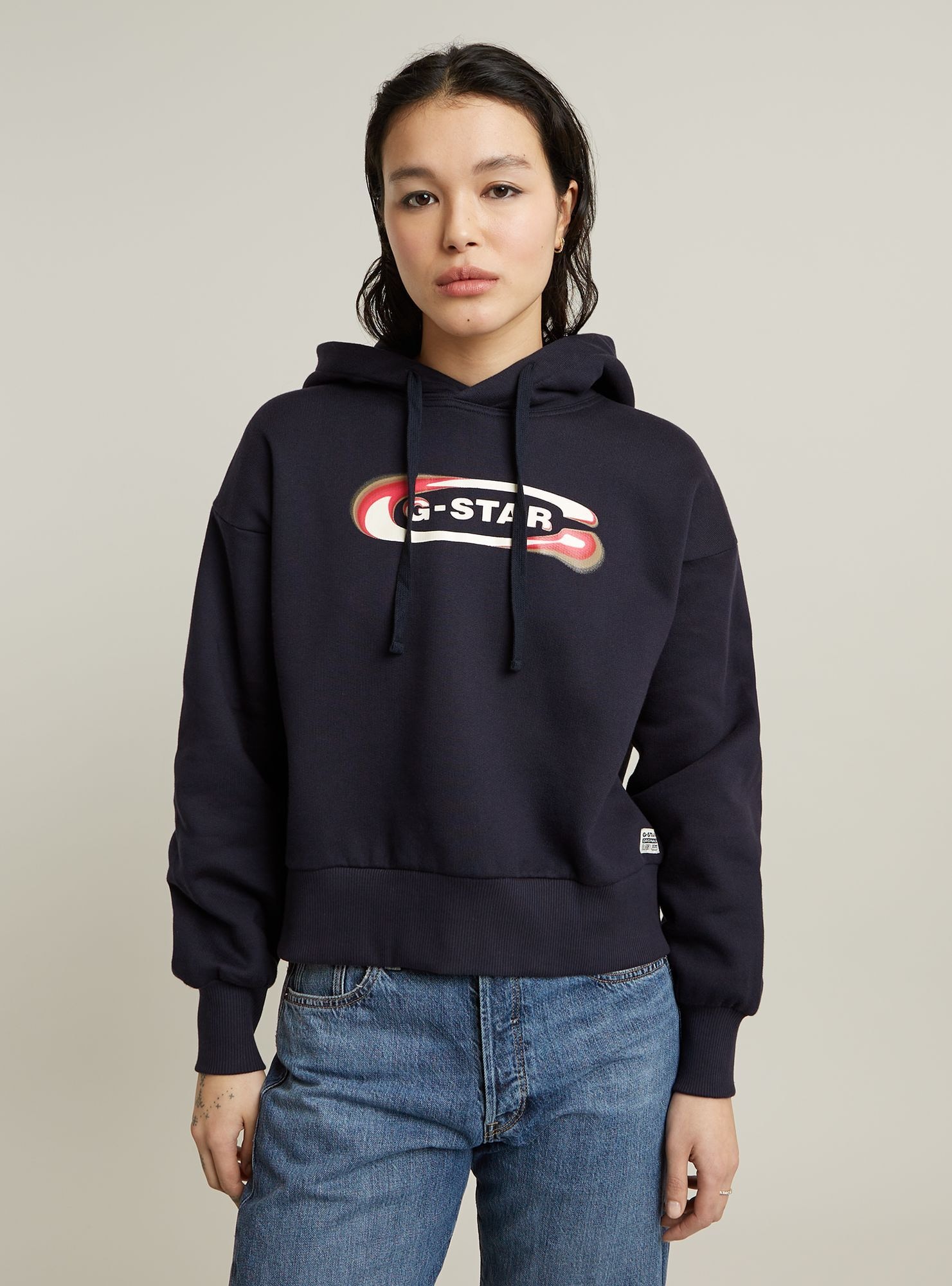 G-STAR Longpullover "Old Skool Logo Loose Hoodie" günstig online kaufen