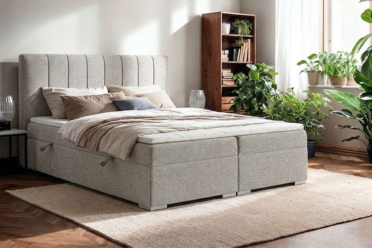 Home affaire Boxbett "GALLIPOL mit Bettkästen, Matratze und Topper, Breite 140/160/180/200cm" Doppelbet mit Kopfteil, Stauraumbett mit Bonnell- oder Taschenfederkernmatratze (H2, H3)