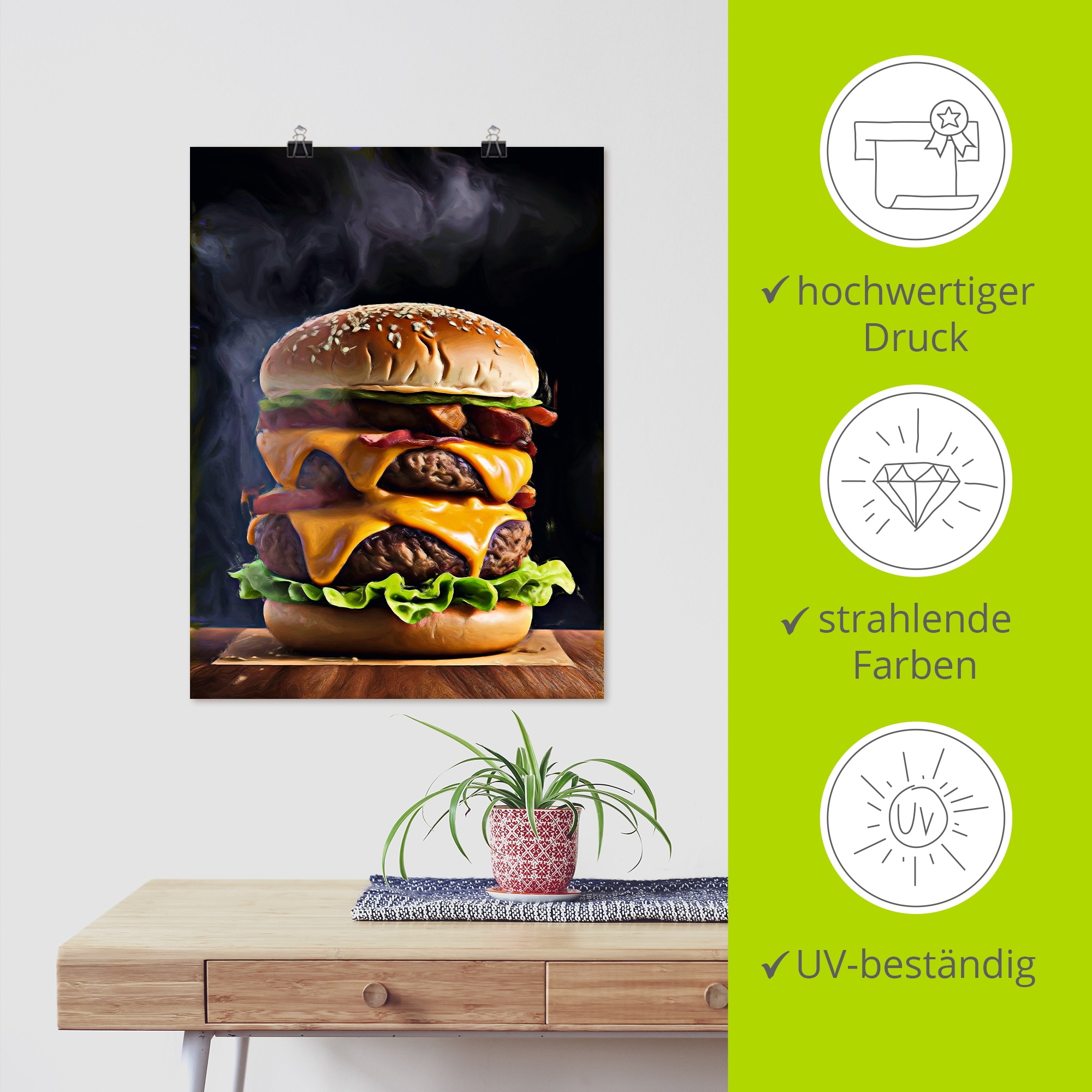 Artland Wandbild »Monster Burger« Speisen 1 Stk. tlg. als Alubild, Leinwandbild, Poster, Wandaufkleber in verschied. Größen