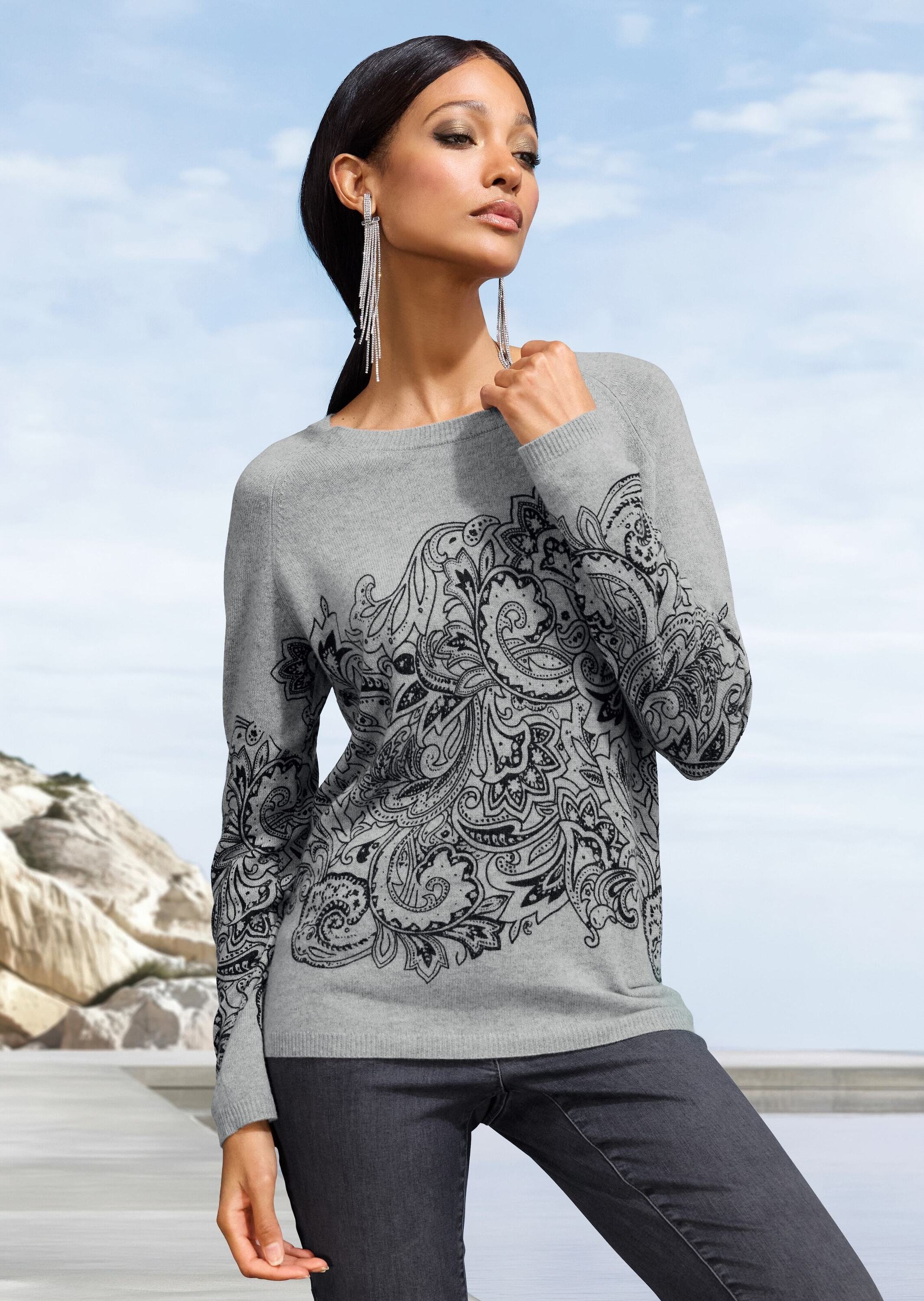 MADELEINE Longpullover »Kaschmirpullover Kaschmirpullover mit einzigartigem Print«
