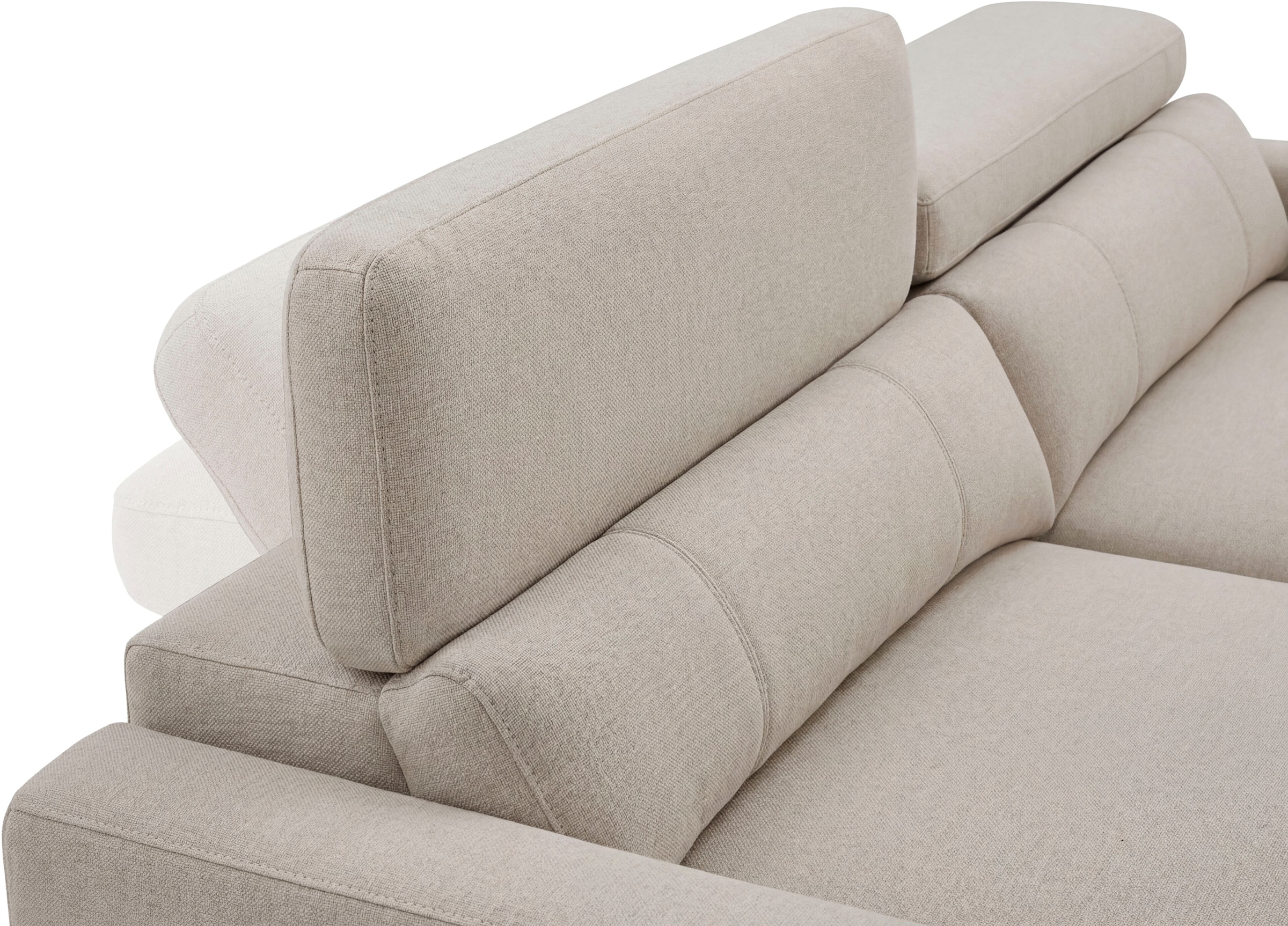 OTTO home Ecksofa »LEWII, L-Form, 225 cm - elektr. Schlafsofa und Sitztiefenverstellung« mit USB A/C-Anschluss. Federkern, verstellbaren Kopfstützen, Webstoff