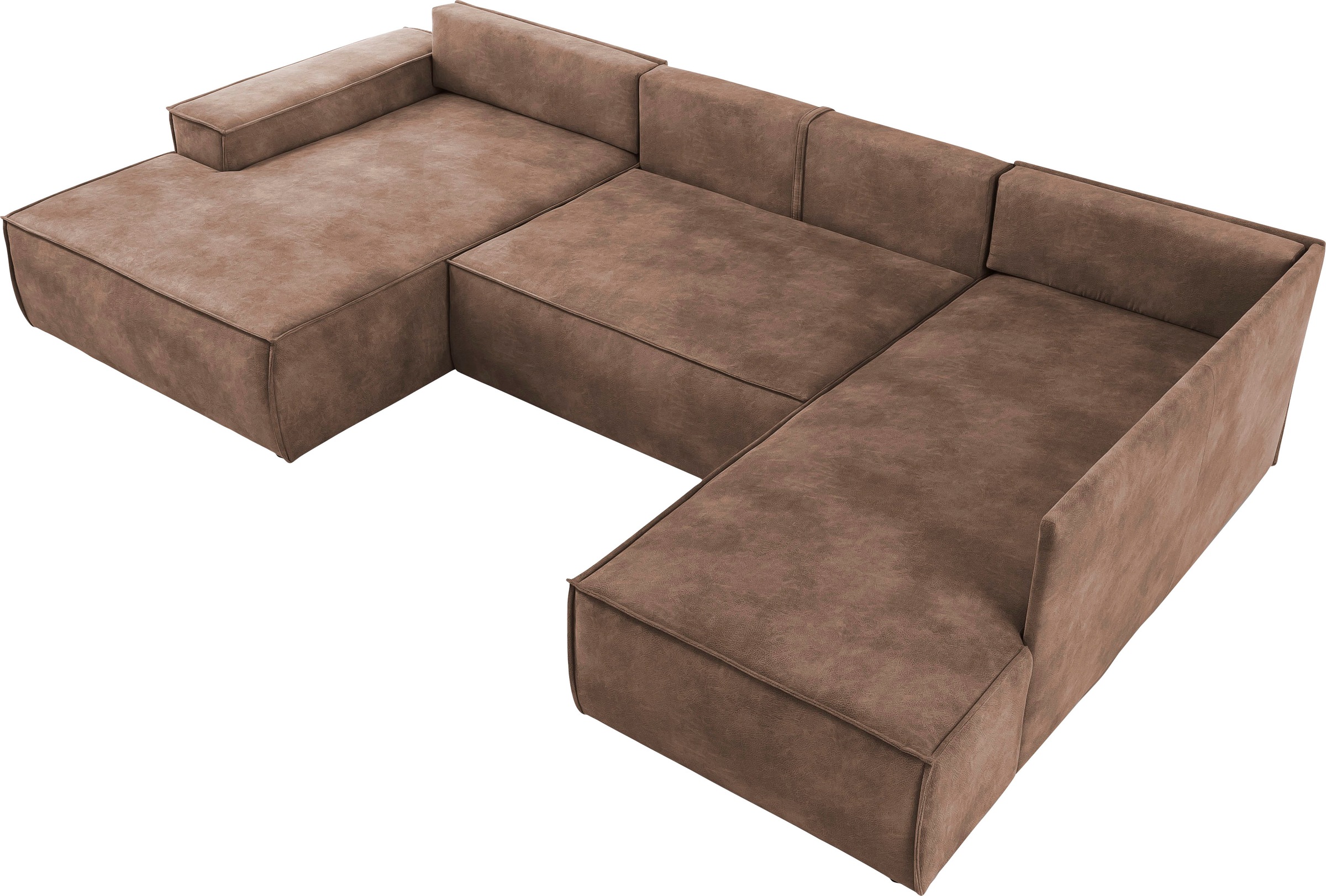 Home affaire Wohnlandschaft »SHERWOOD 329 cm, U-Form, Schlafsofa,«, Schlaffunktion m. Bettkasten (194x139 cm), Cord, Vintage, Samtvelours