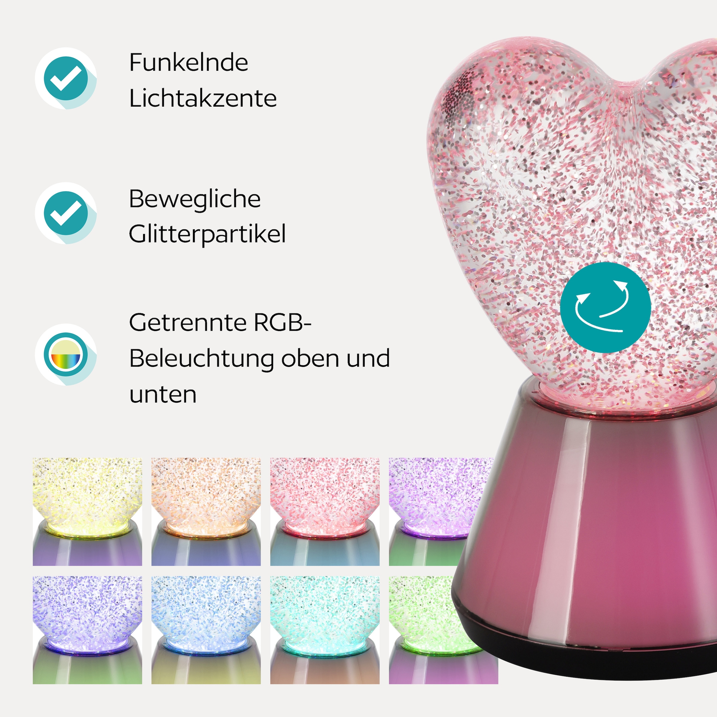 EGLO LED Tischleuchte »GLITTER« LED-Modul 1 Stk. LED Glitzer Tischlampe Glitter, RGB Glitzerlampe mit Farbwechsel